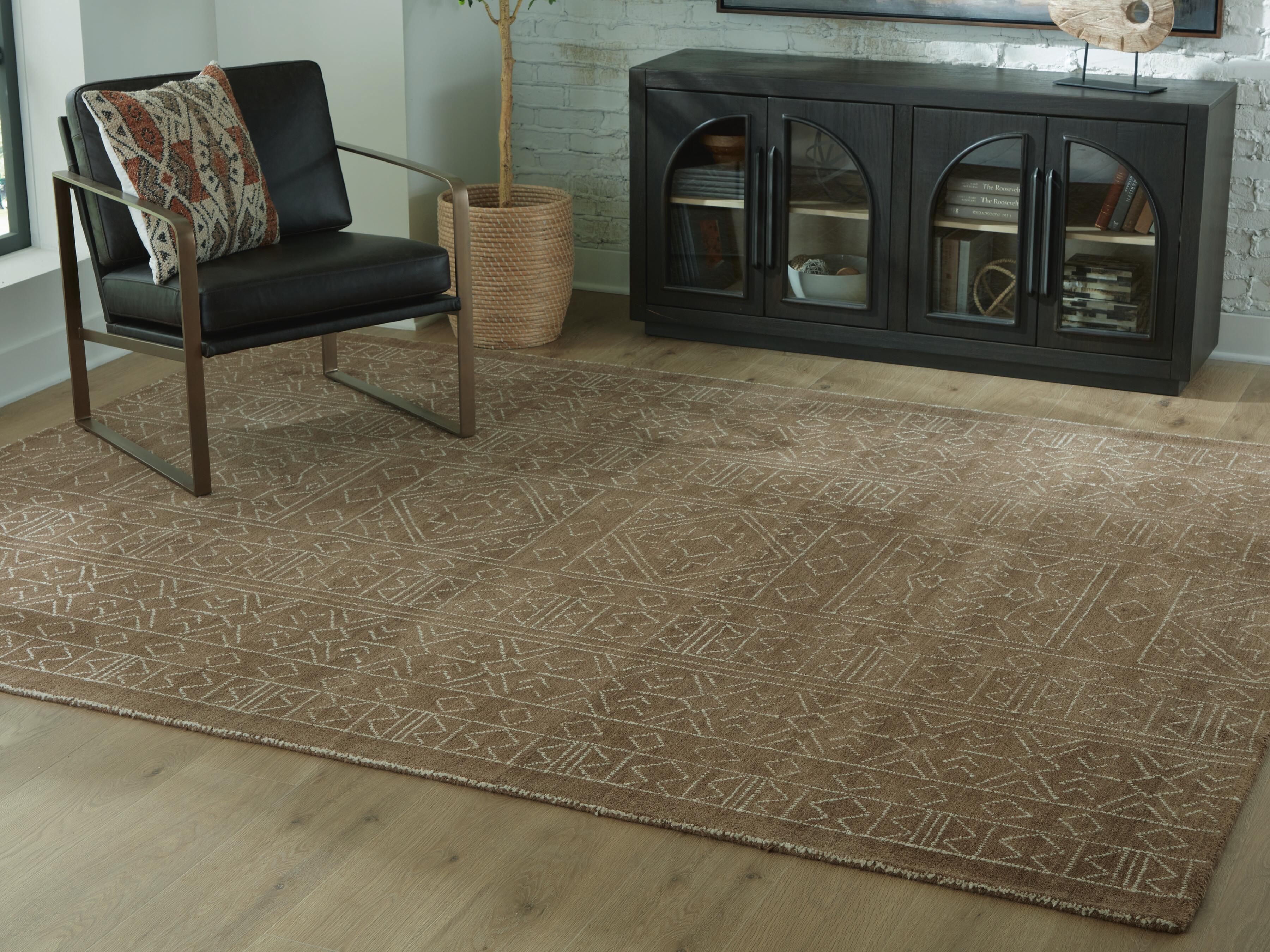Dar Furniture - Ashley Furniture - Merrittman 7'8" x 10' Area Rug - 7'8" x 10' Area Rug / Brown/Ivory - R407701