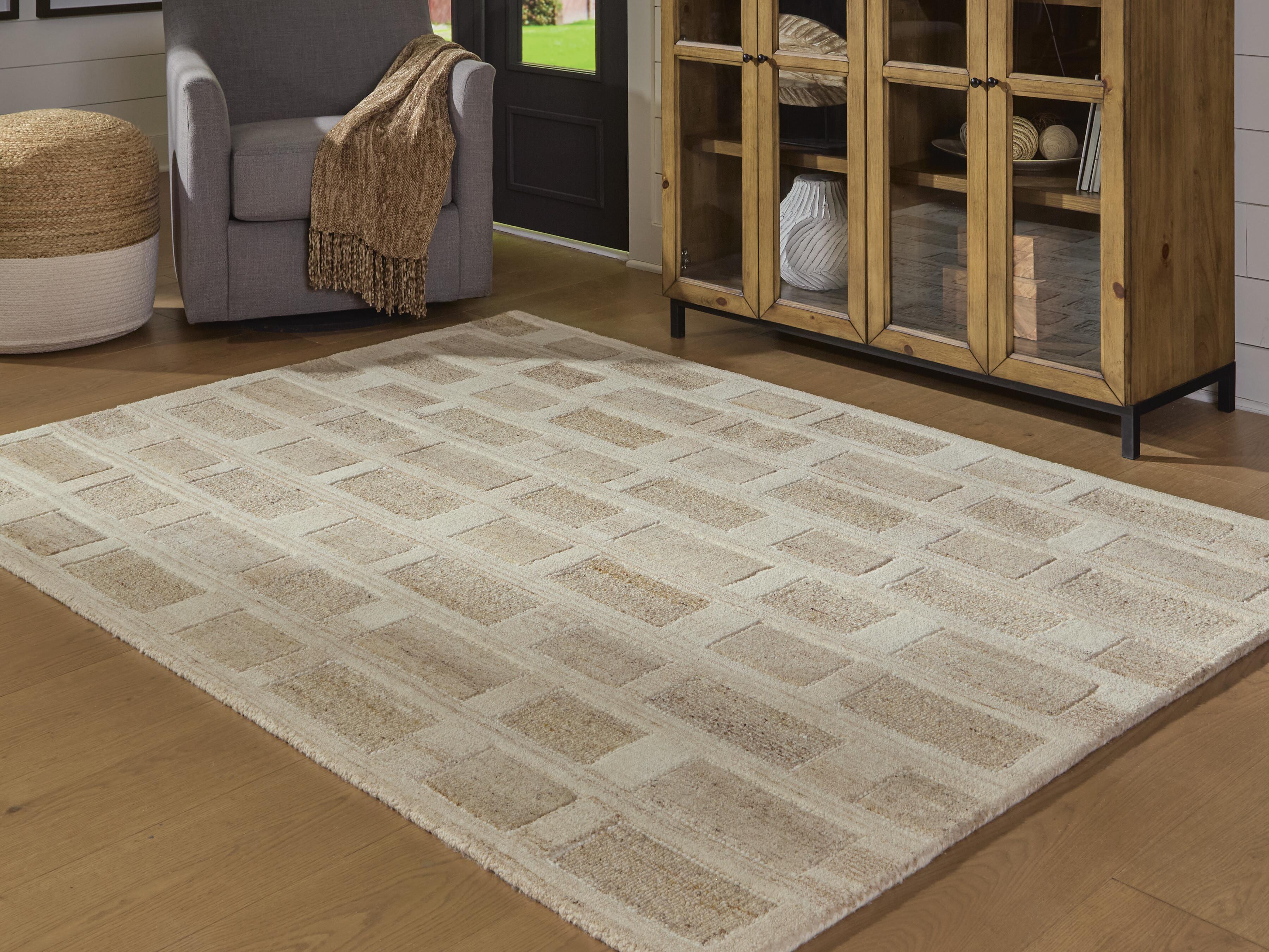 Dar Furniture - Ashley Furniture - Lisgrove 5' x 7' Area Rug - 5' x 7' Area Rug / Tan/Brown/White - R407712