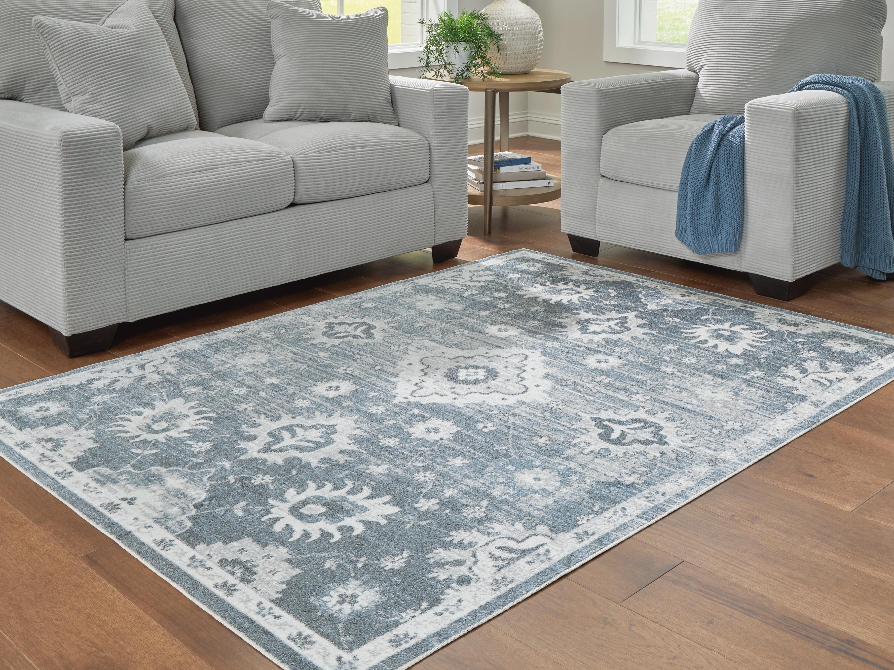 Dar Furniture - Ashley Furniture - Avanworths Washable 7'10" x 10' Area Rug - Washable 7'10" x 10' Area Rug / Blue/Gray/Ivory - R407791