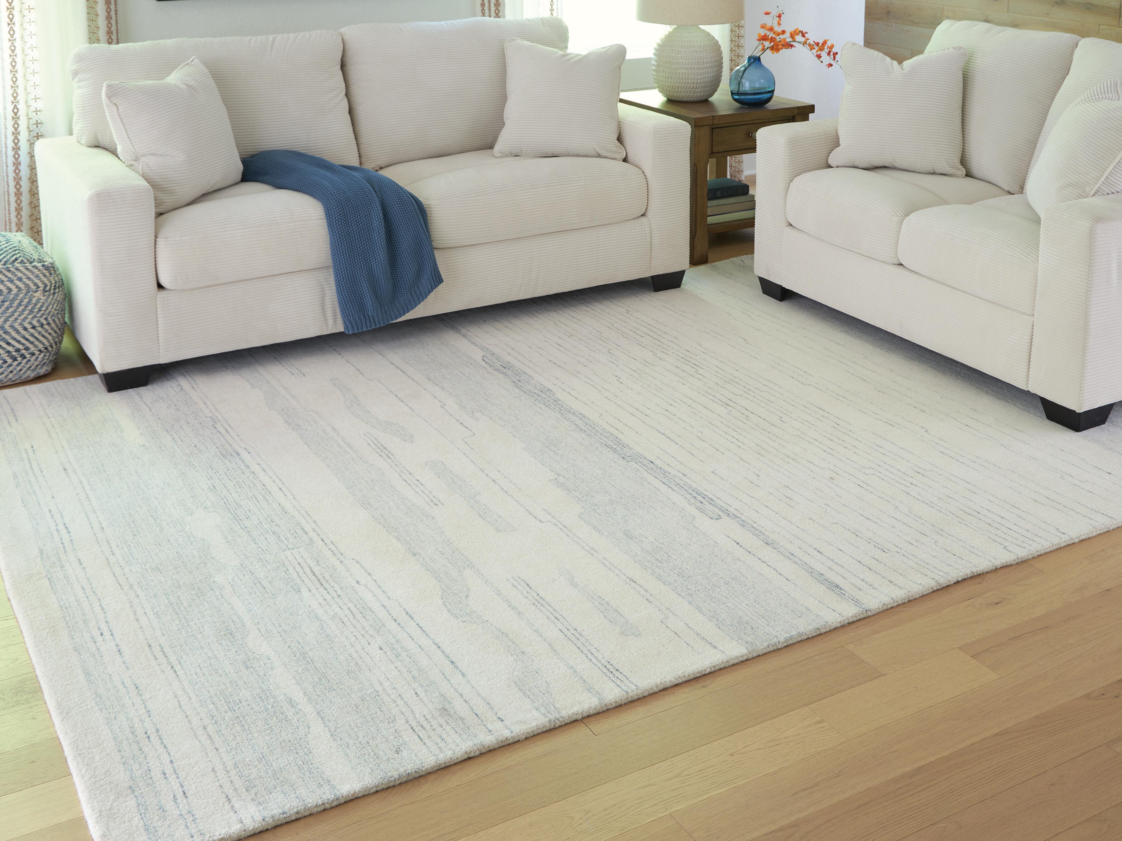 Dar Furniture - Ashley Furniture - Genemost 7'8" x 10' Area Rug - 7'8" x 10' Area Rug / Ivory/Blue - R407841