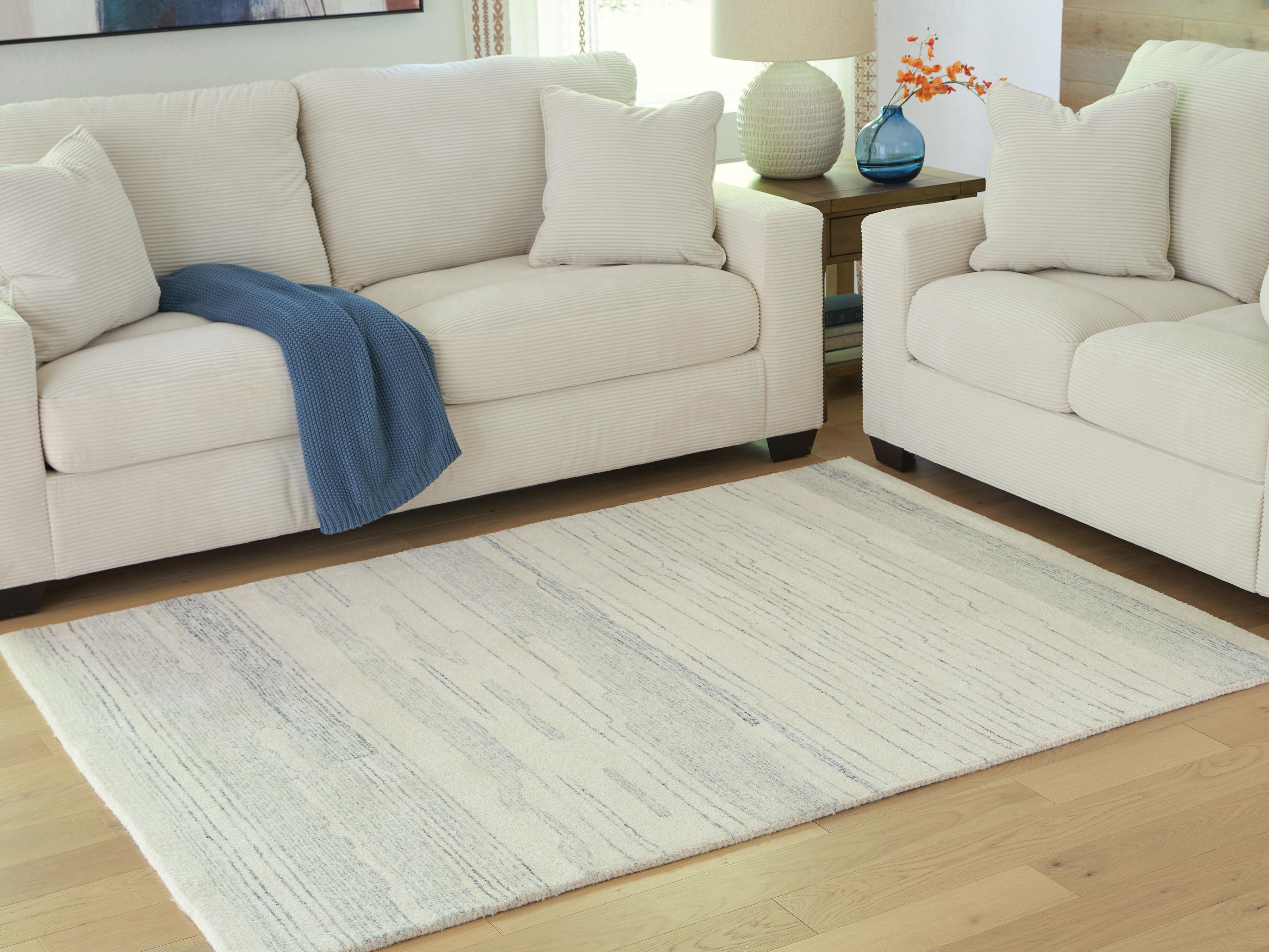 Dar Furniture - Ashley Furniture - Genemost 5' x 7' Area Rug - 5' x 7' Area Rug / Ivory/Blue - R407842