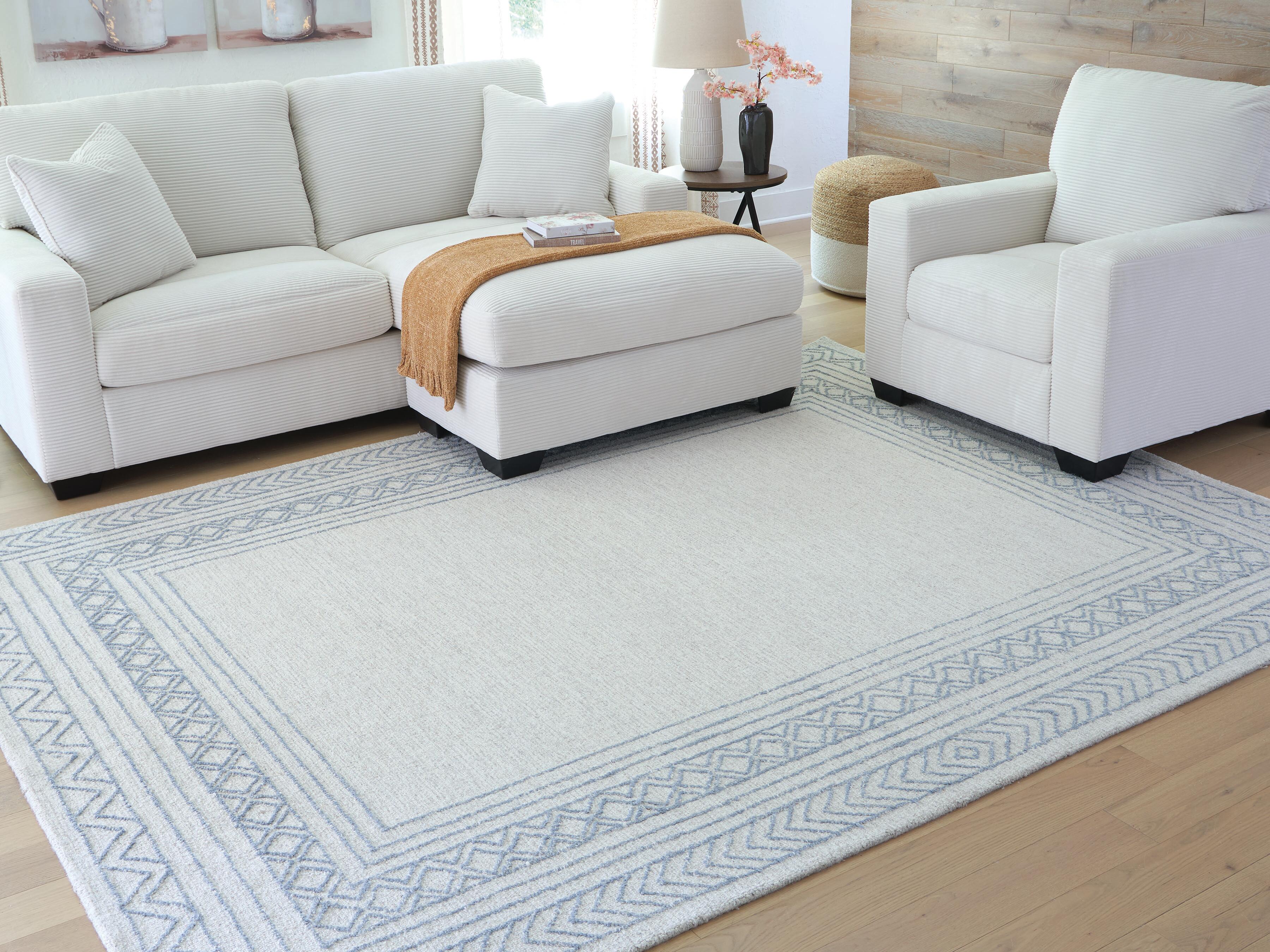 Dar Furniture - Ashley Furniture - Azelhurst 7'8" x 10' Area Rug - 7'8" x 10' Area Rug / Blue/Ivory/Gray - R407851