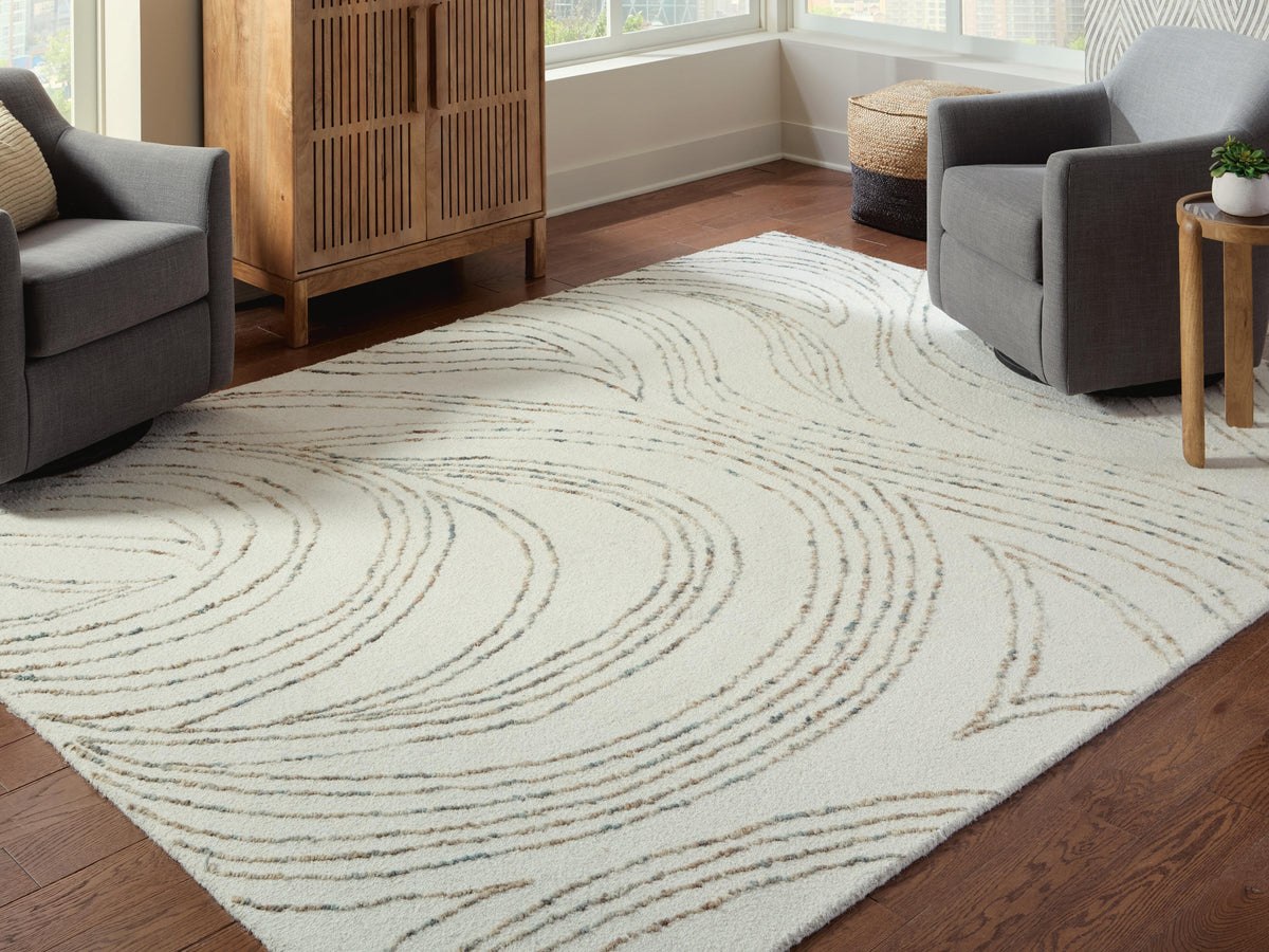 Dar Furniture - Ashley Furniture - Deenbury 7'8" x 10' Area Rug - 7'8" x 10' Area Rug / Ivory/Green/Brown - R407861