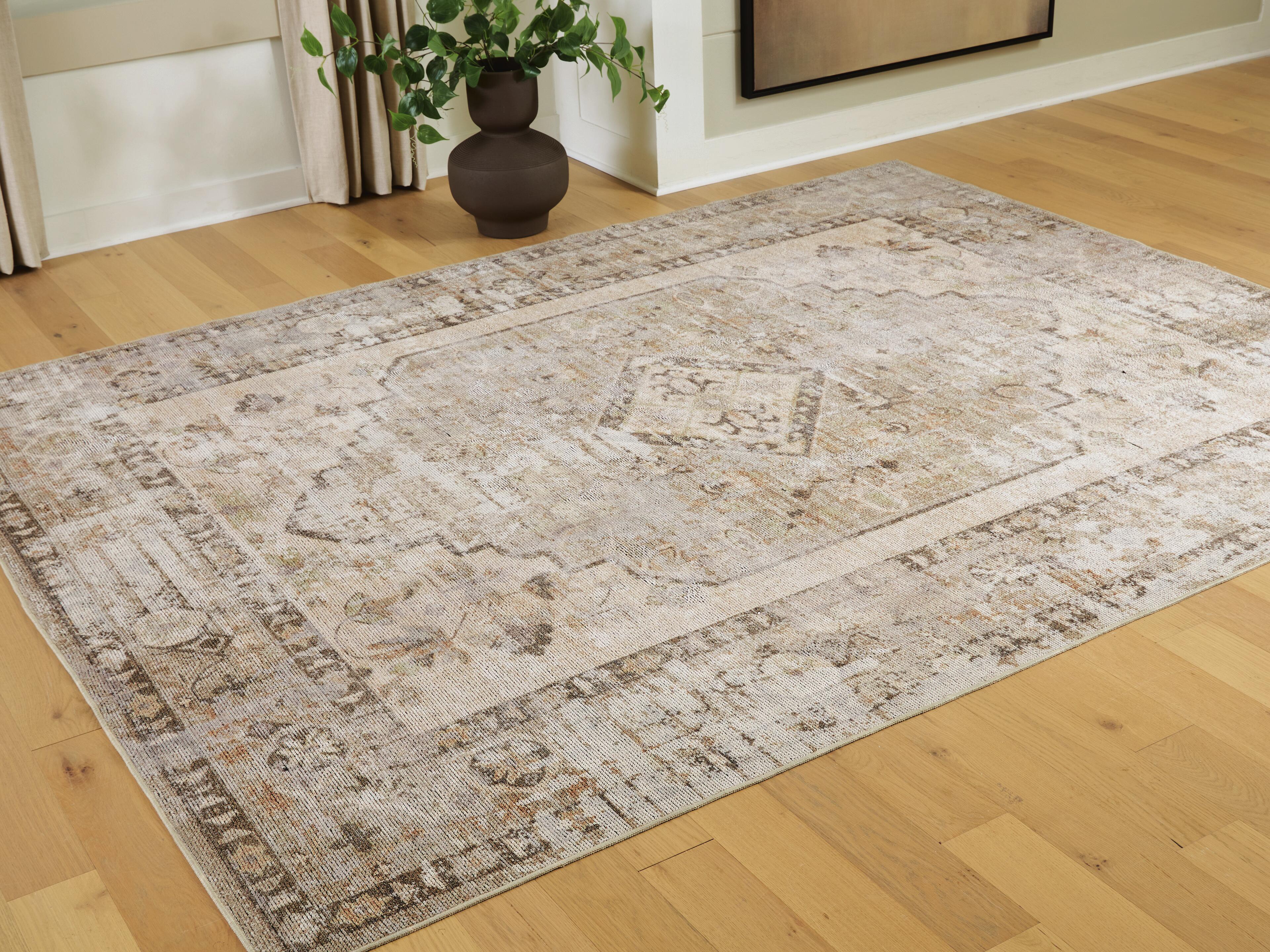 Dar Furniture - Ashley Furniture - Livdon Washable Large Rug - Washable Large Rug / Brown/Beige/Gray - R407911