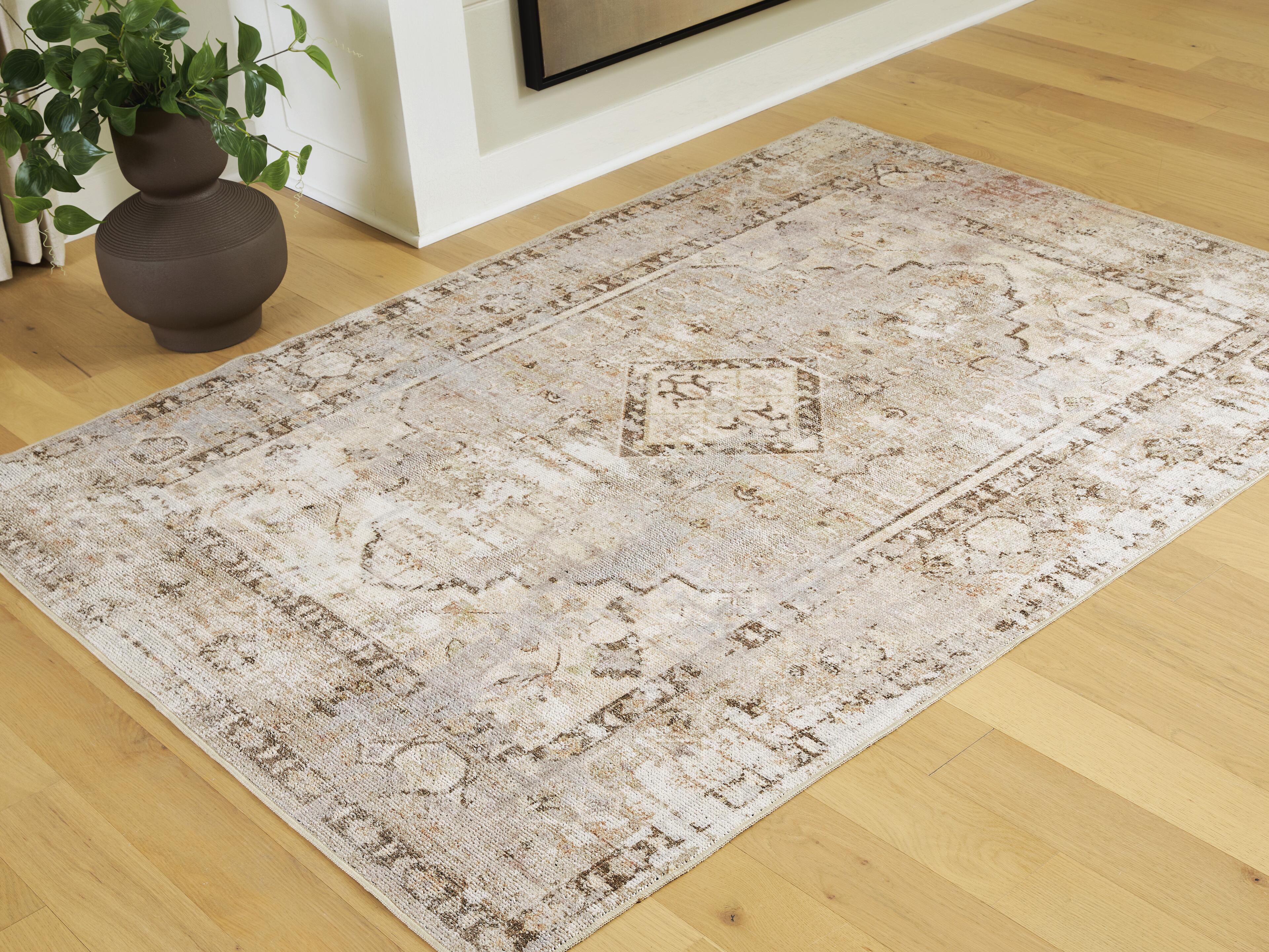 Dar Furniture - Ashley Furniture - Livdon Washable Medium Rug - Washable Medium Rug / Brown/Beige/Gray - R407912