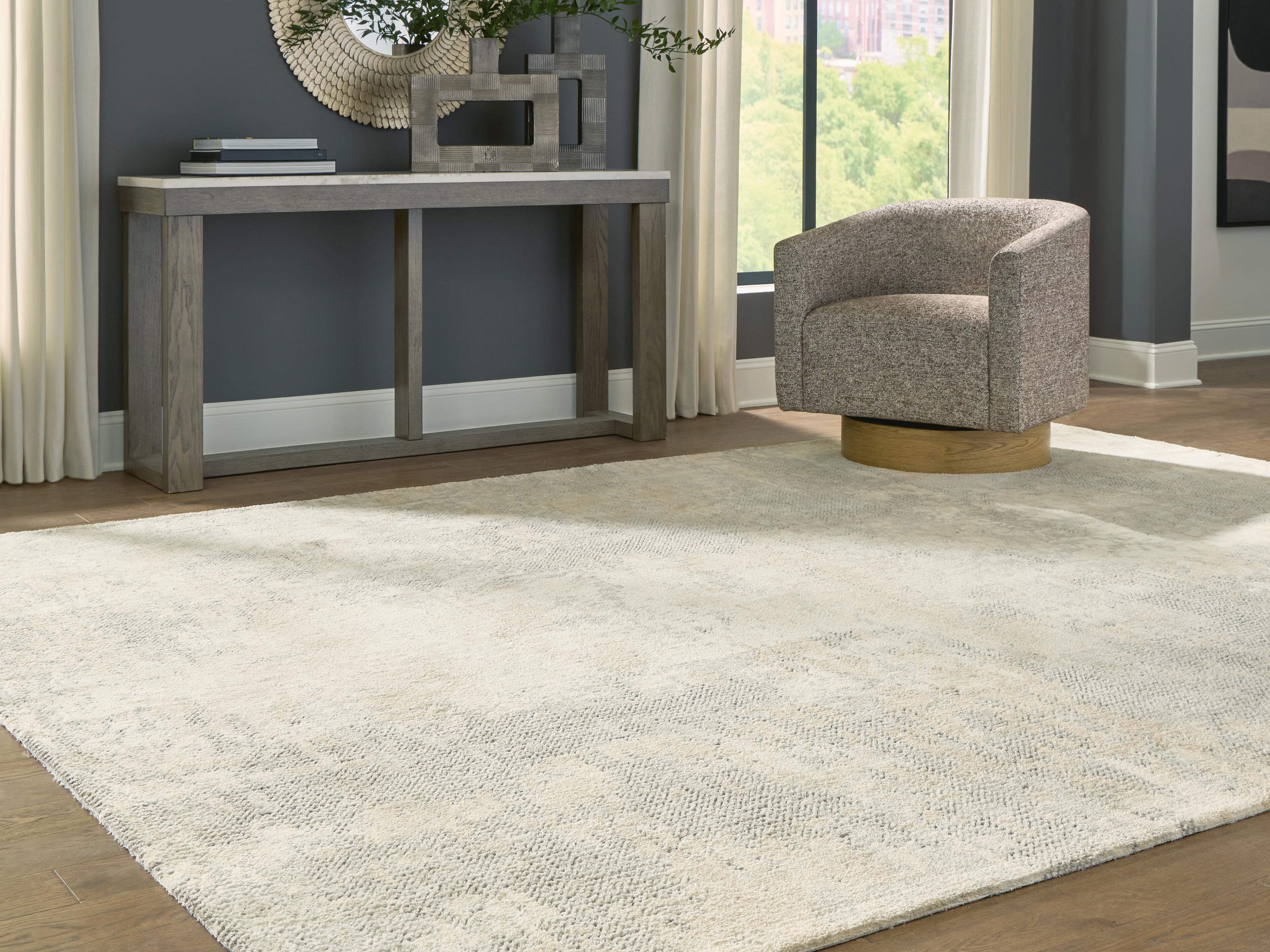 Dar Furniture - Ashley Furniture - Raif Extra Large Rug - Extra Large Rug / Gray/White/Cream - R408080