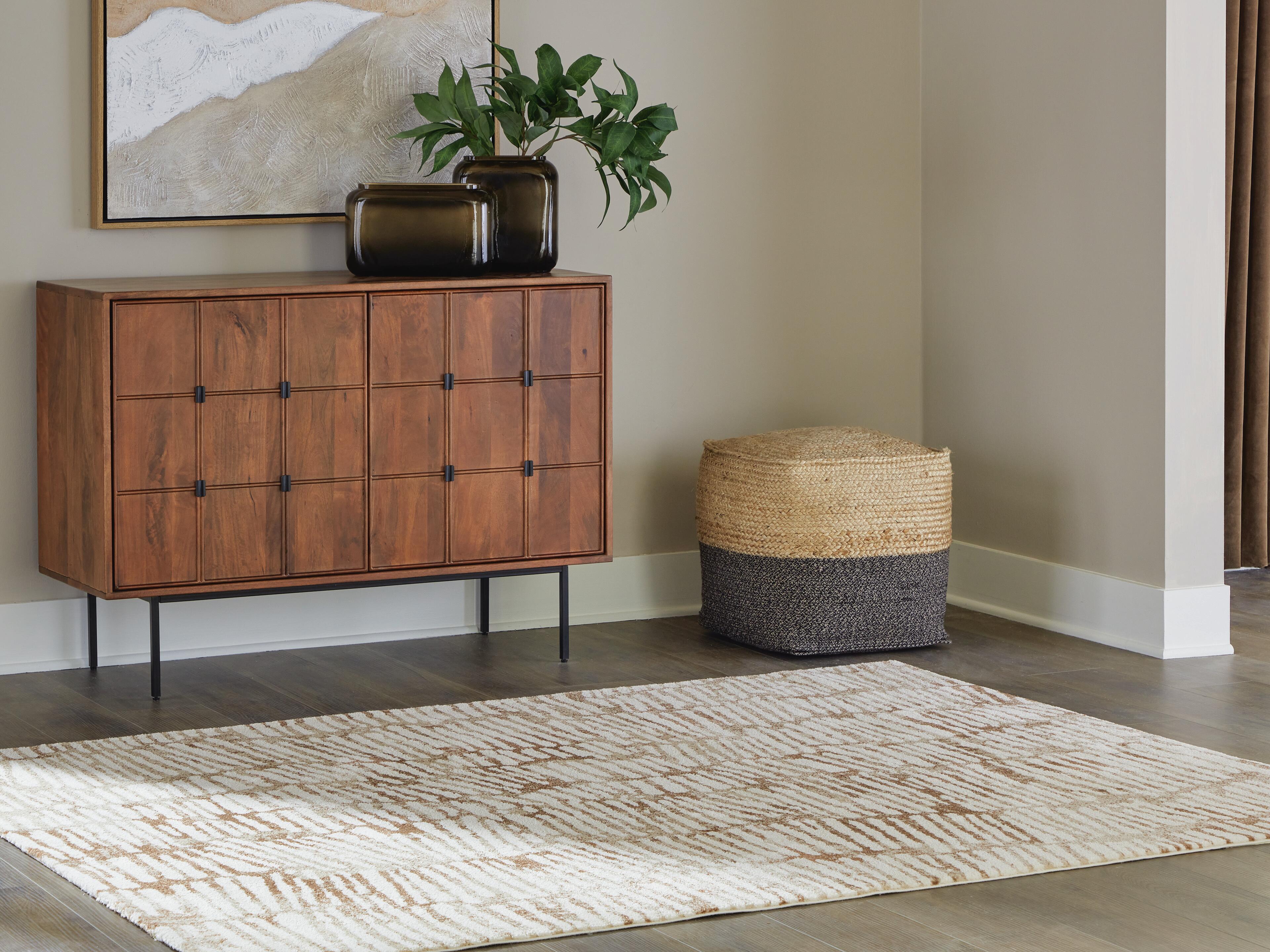 Dar Furniture - Ashley Furniture - Uduak Medium Rug - Medium Rug / Cream/Tan/Rust - R408112