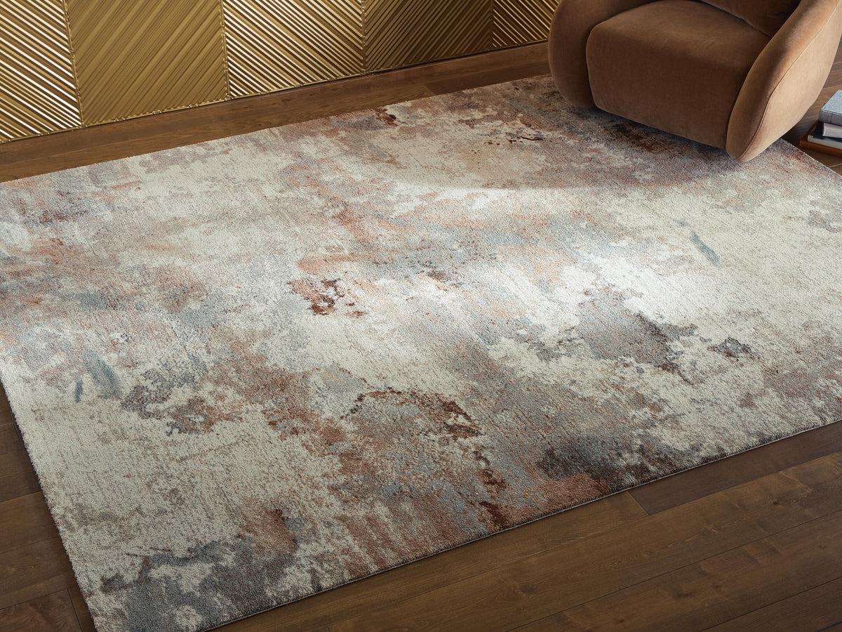 Dar Furniture - Ashley Furniture - Jadenburg Large Rug - Large Rug / Cream/Gray/Sienna - R408121