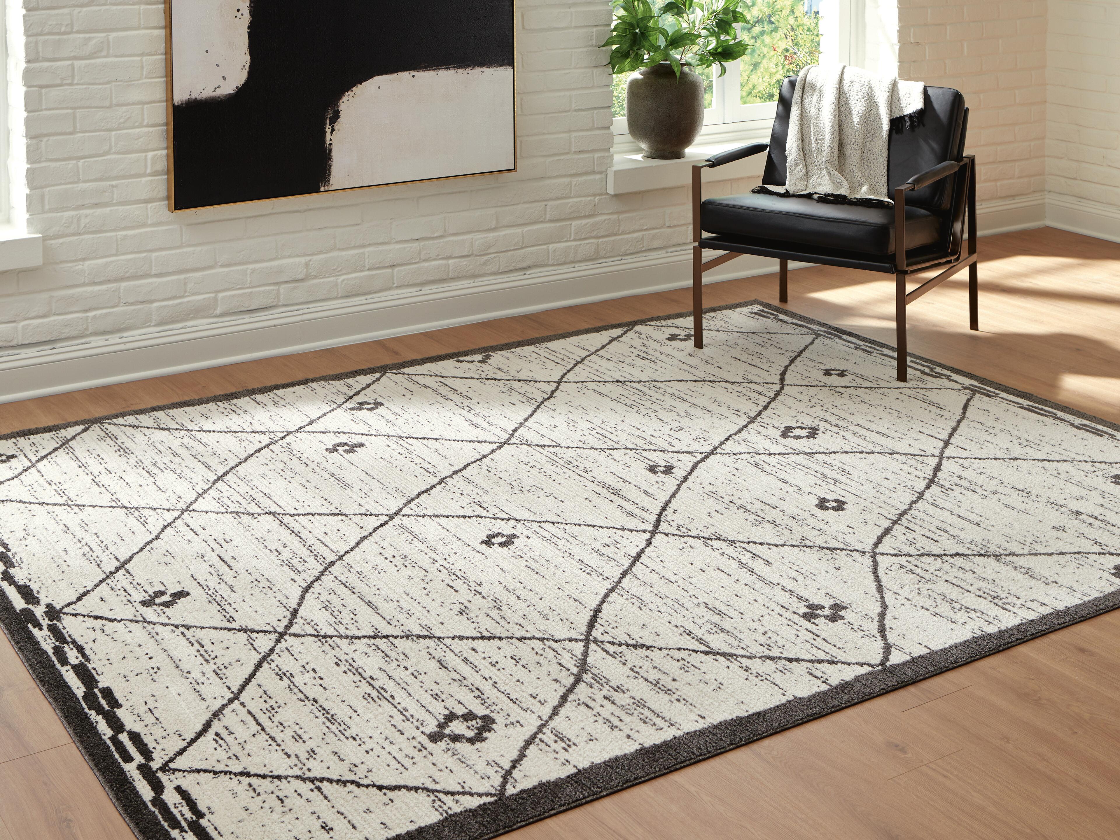 Dar Furniture - Ashley Furniture - Fenriston Large Rug - Large Rug / Cream/Black - R408301
