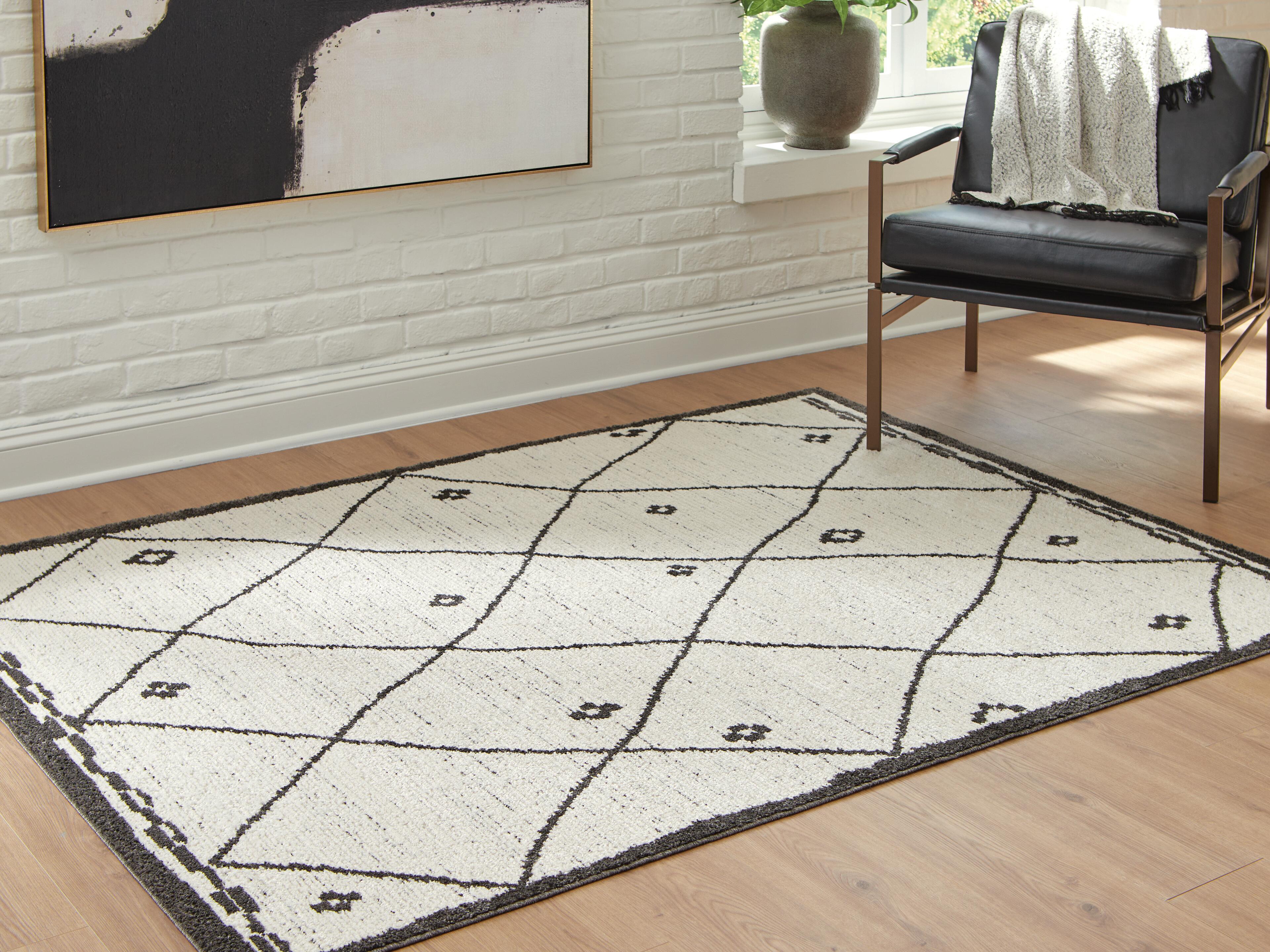 Dar Furniture - Ashley Furniture - Fenriston Medium Rug - Medium Rug / Cream/Black - R408302