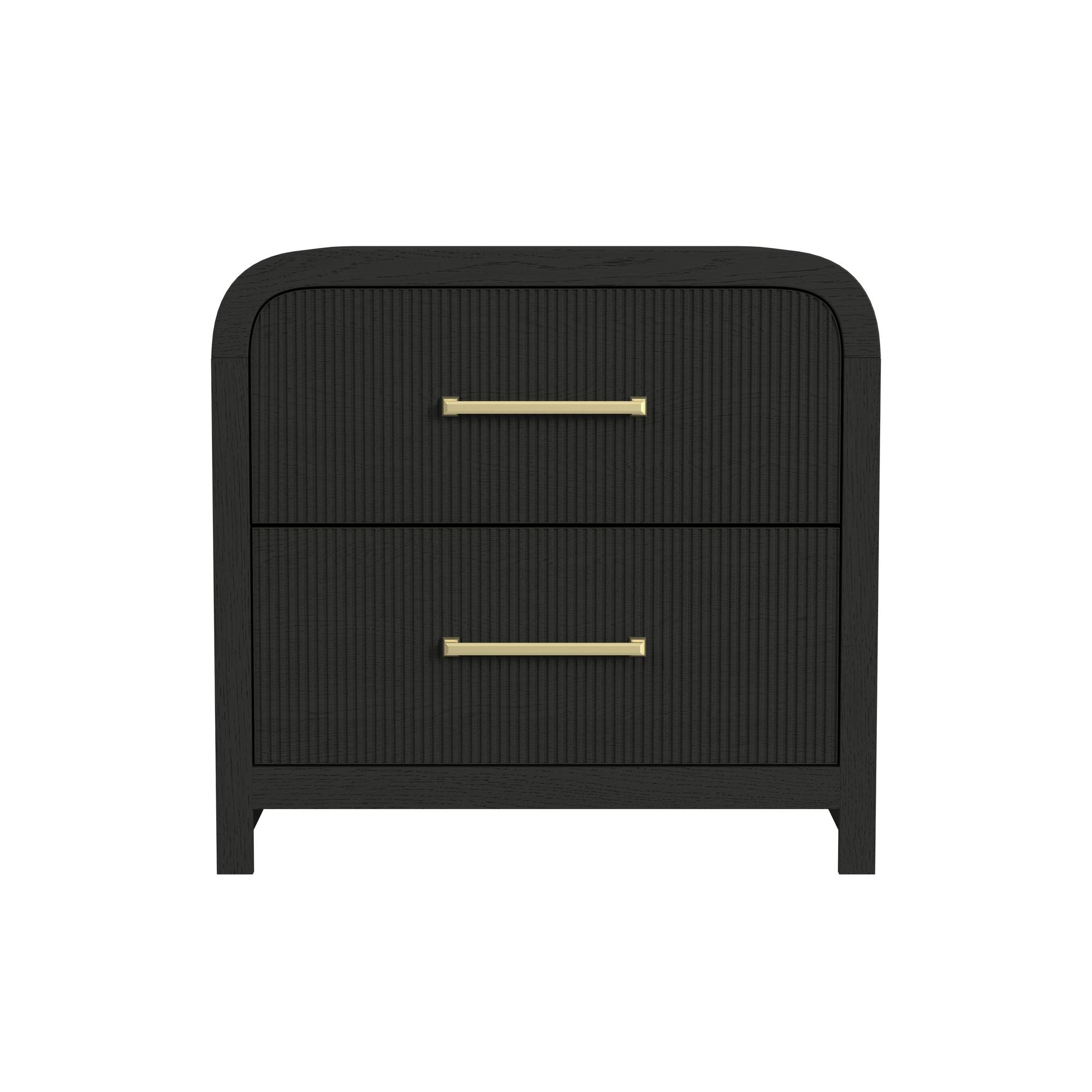 Ridgemont 2-Drawer Nightstand with USB in Black with Grain