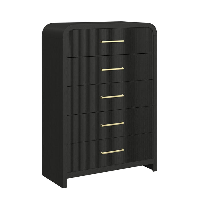 Ridgemont 5-Drawer Chest in Black with Grain