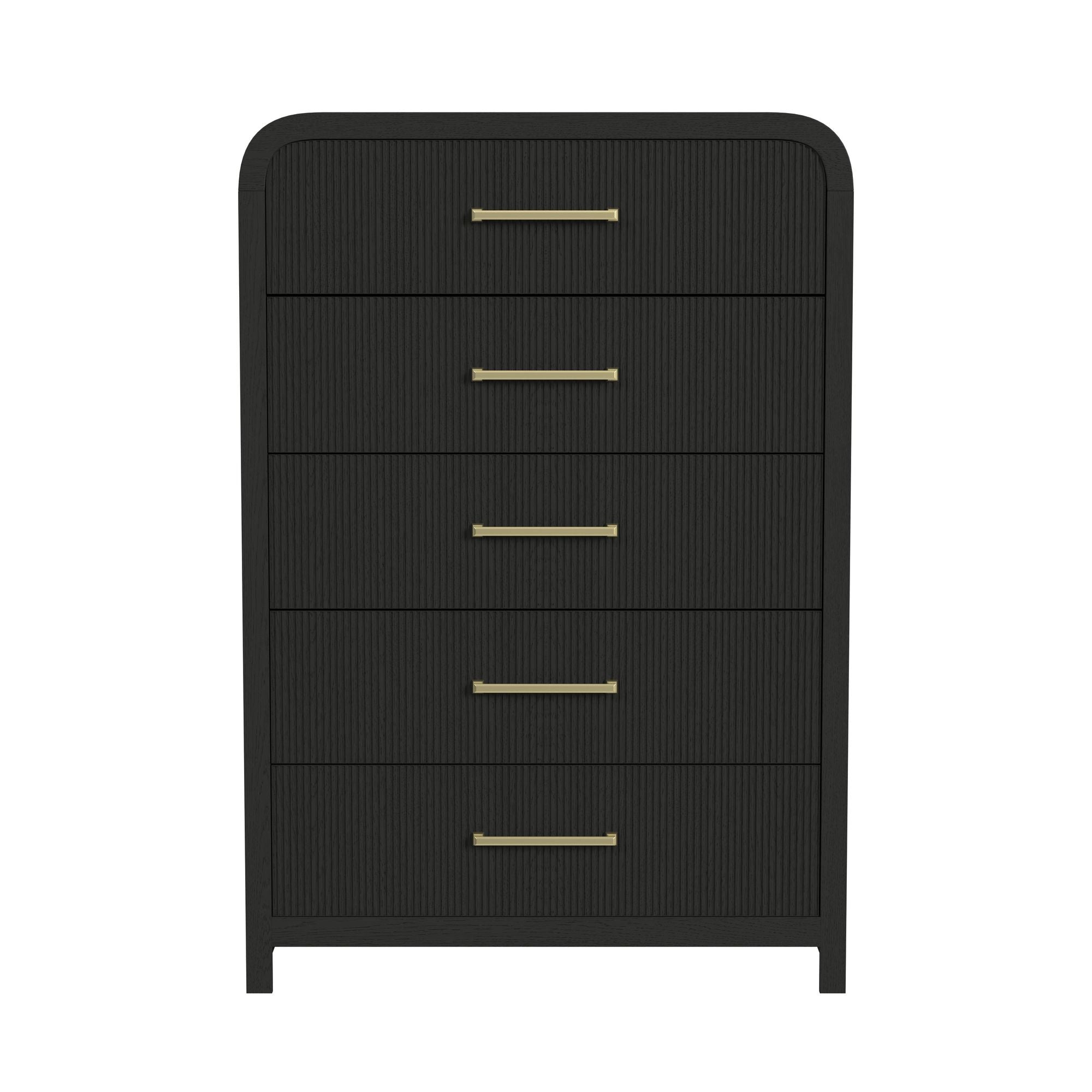 Ridgemont 5-Drawer Chest in Black with Grain