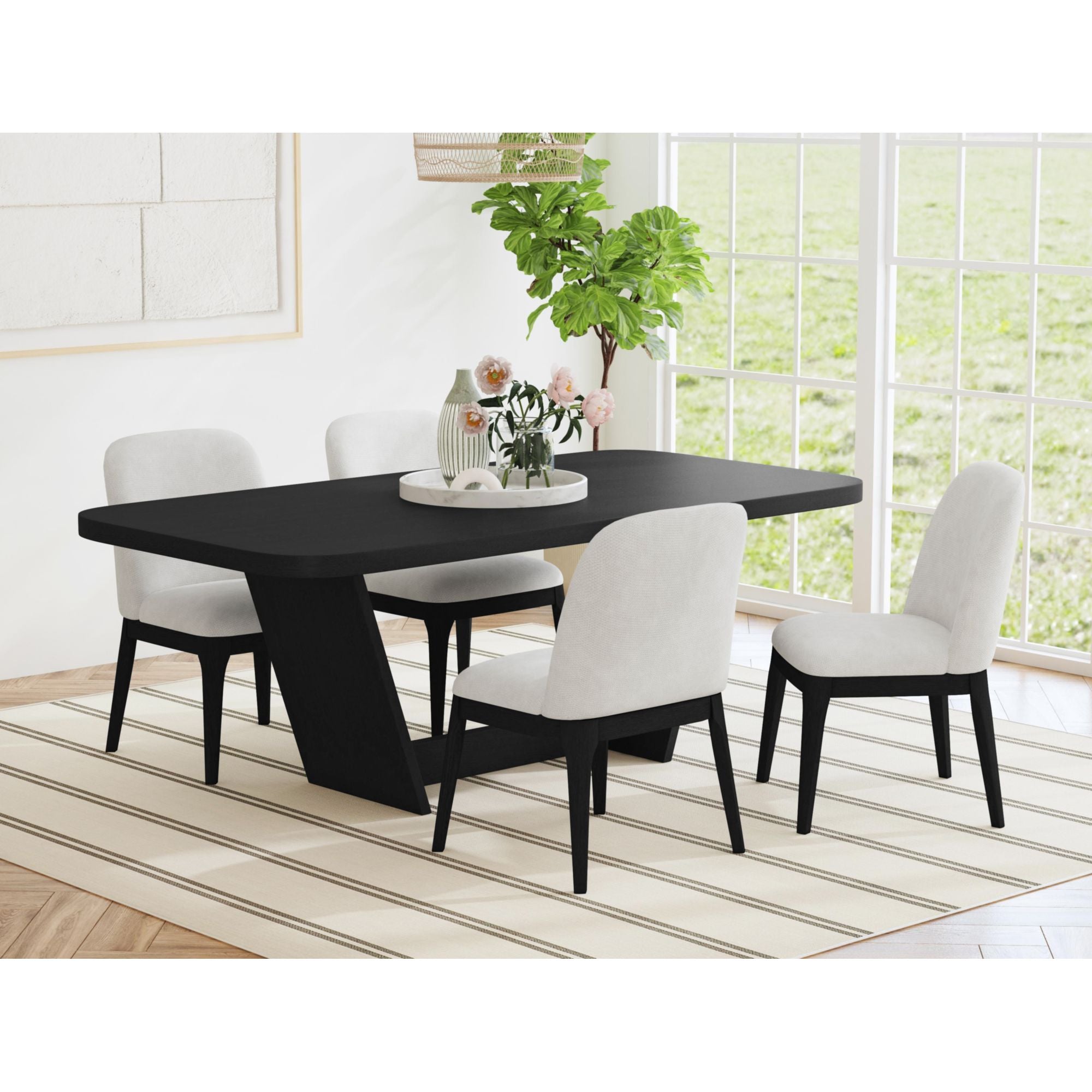 Ridgemont Rectangular Dining Table in Black with Grain