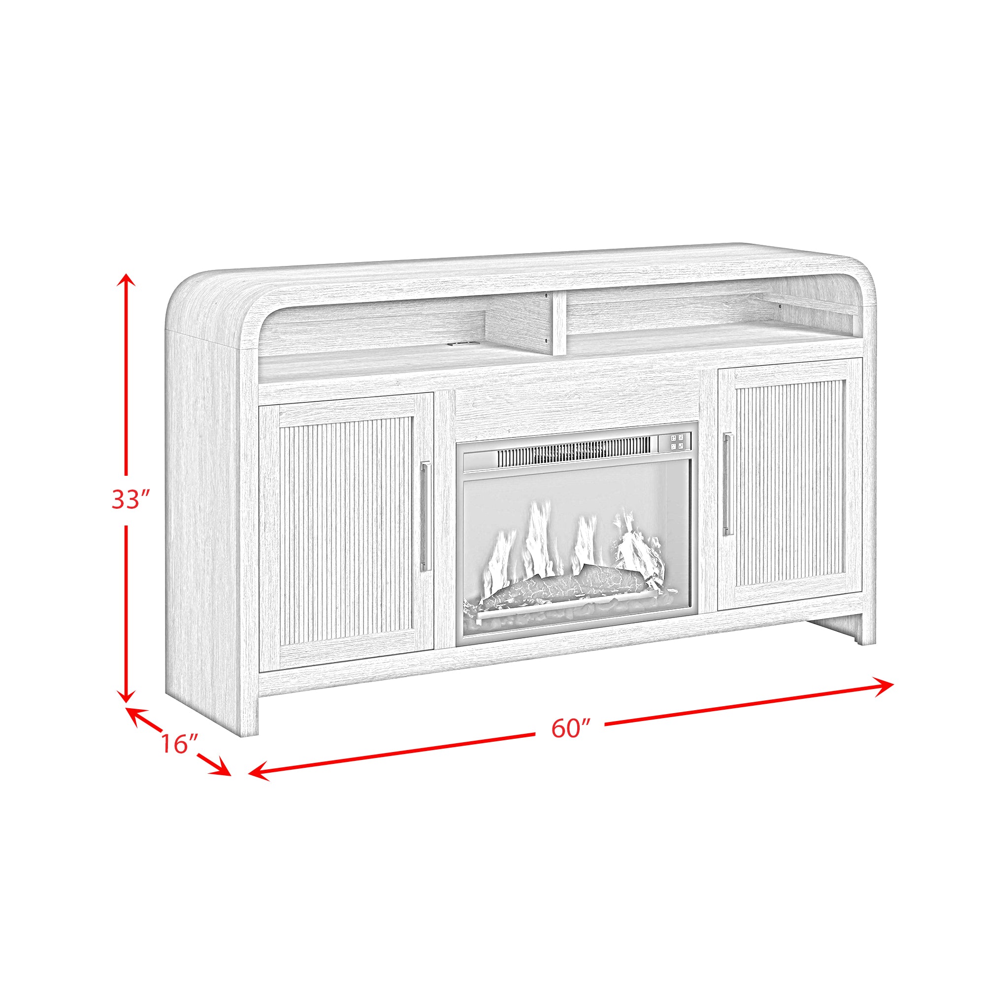 Ridgemont Complete 60" Fireplace Cabinet in Black with Grain - Single Pack