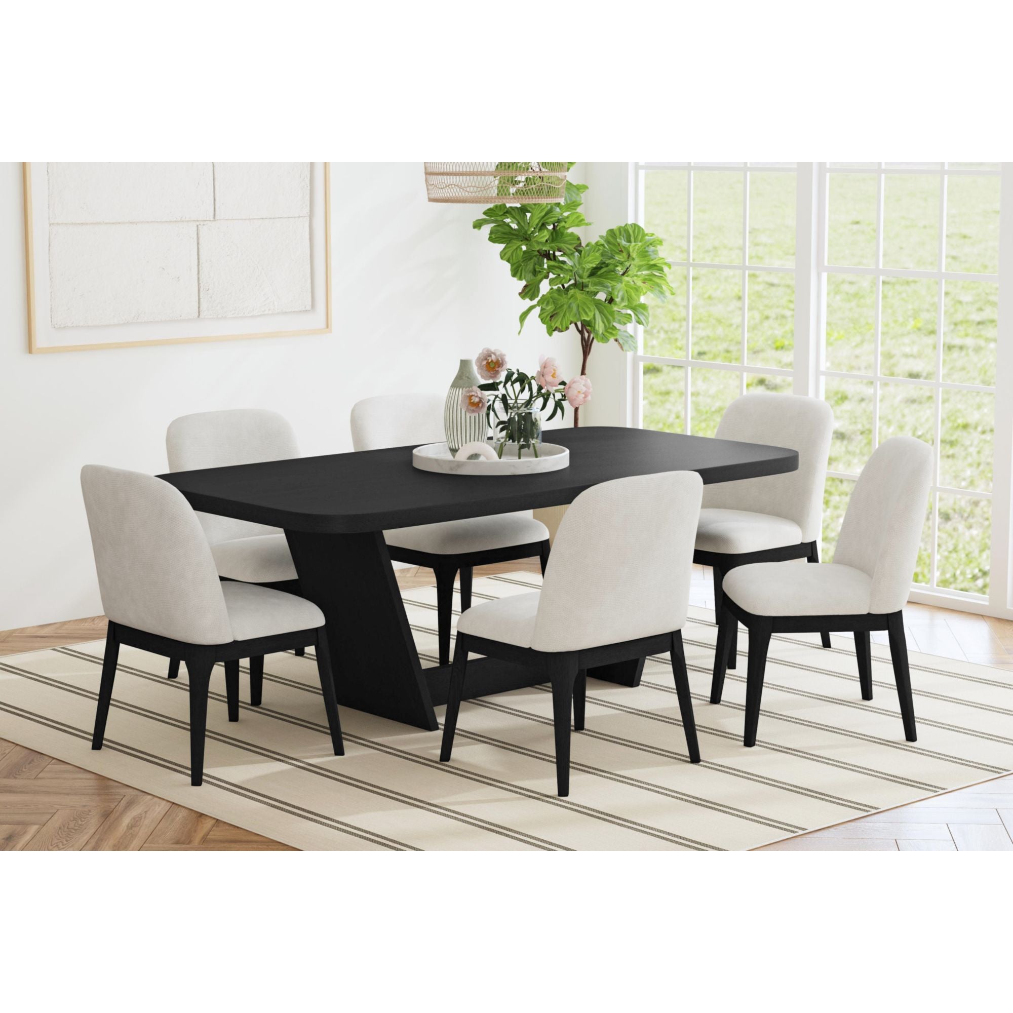 Ridgemont Rectangular Dining Table in Black with Grain