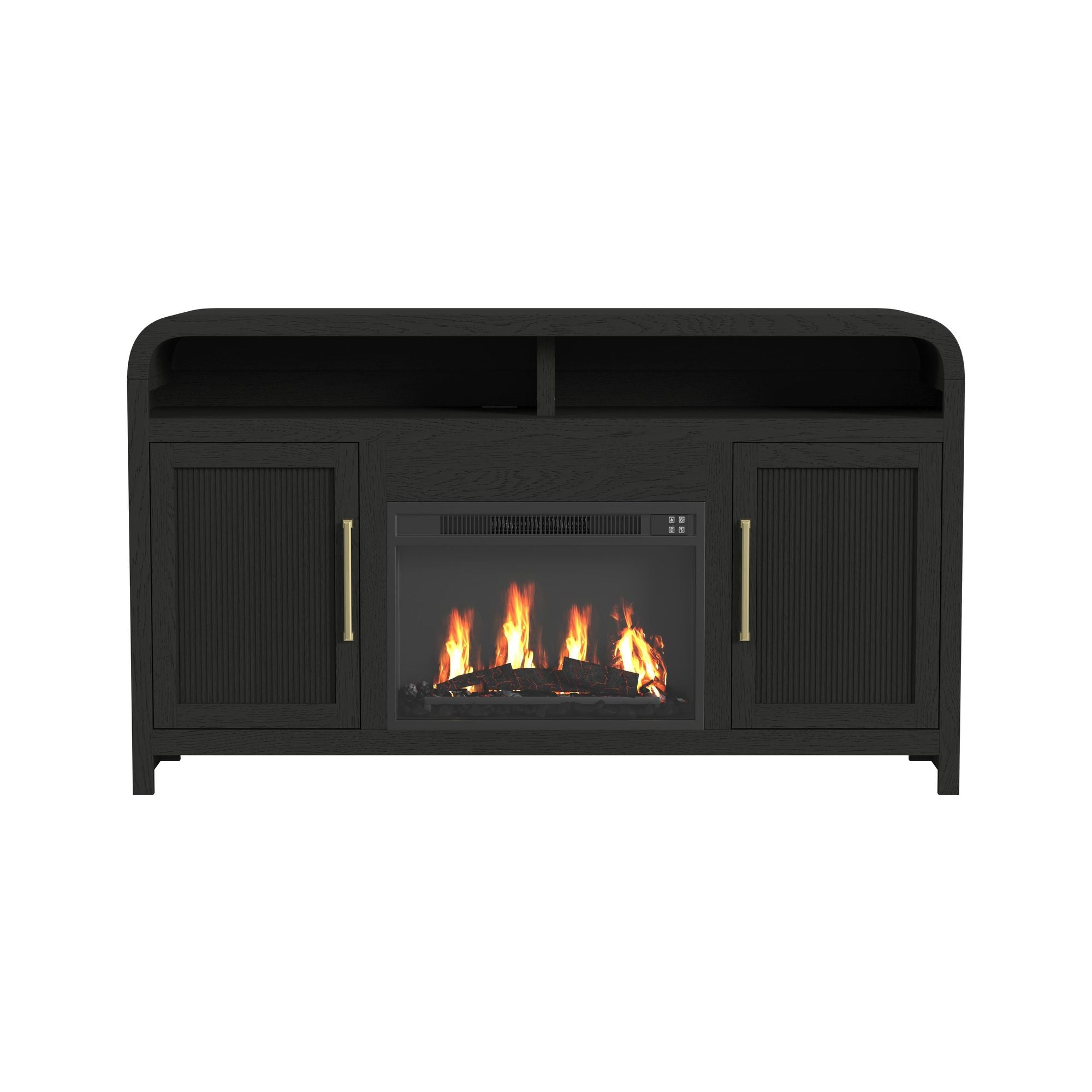 Ridgemont Complete 60" Fireplace Cabinet in Black with Grain - Single Pack