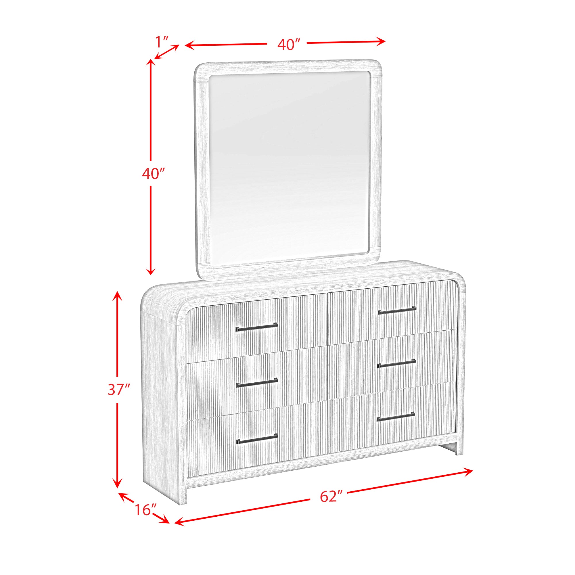 Ridgemont Dresser and Mirror Set in Natural