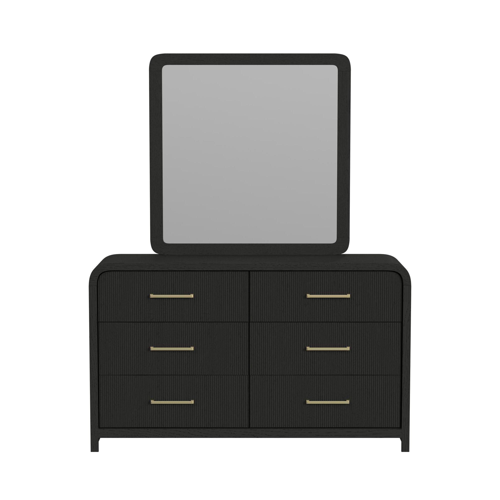 Ridgemont Dresser and Mirror Set in Black with Grain