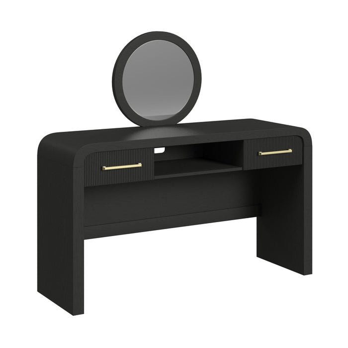 Ridgemont Dressing Table and Mirror in Black with Grain