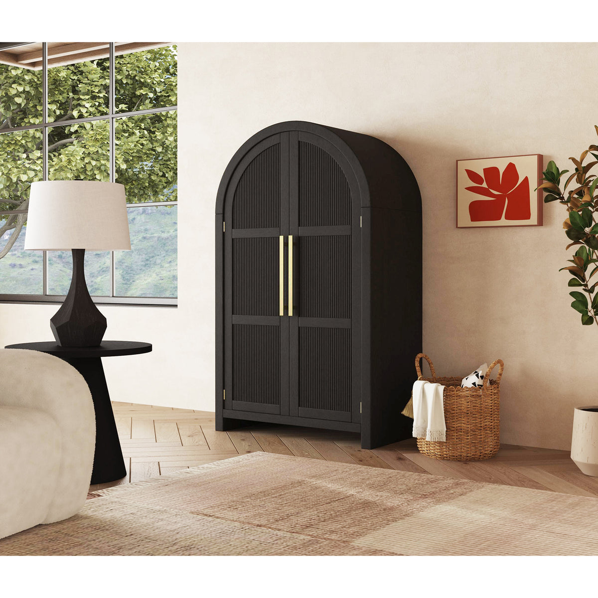 Ridgemont Large Bookcase in Black with Grain – SKU A-14440-8W-CBL | Elements