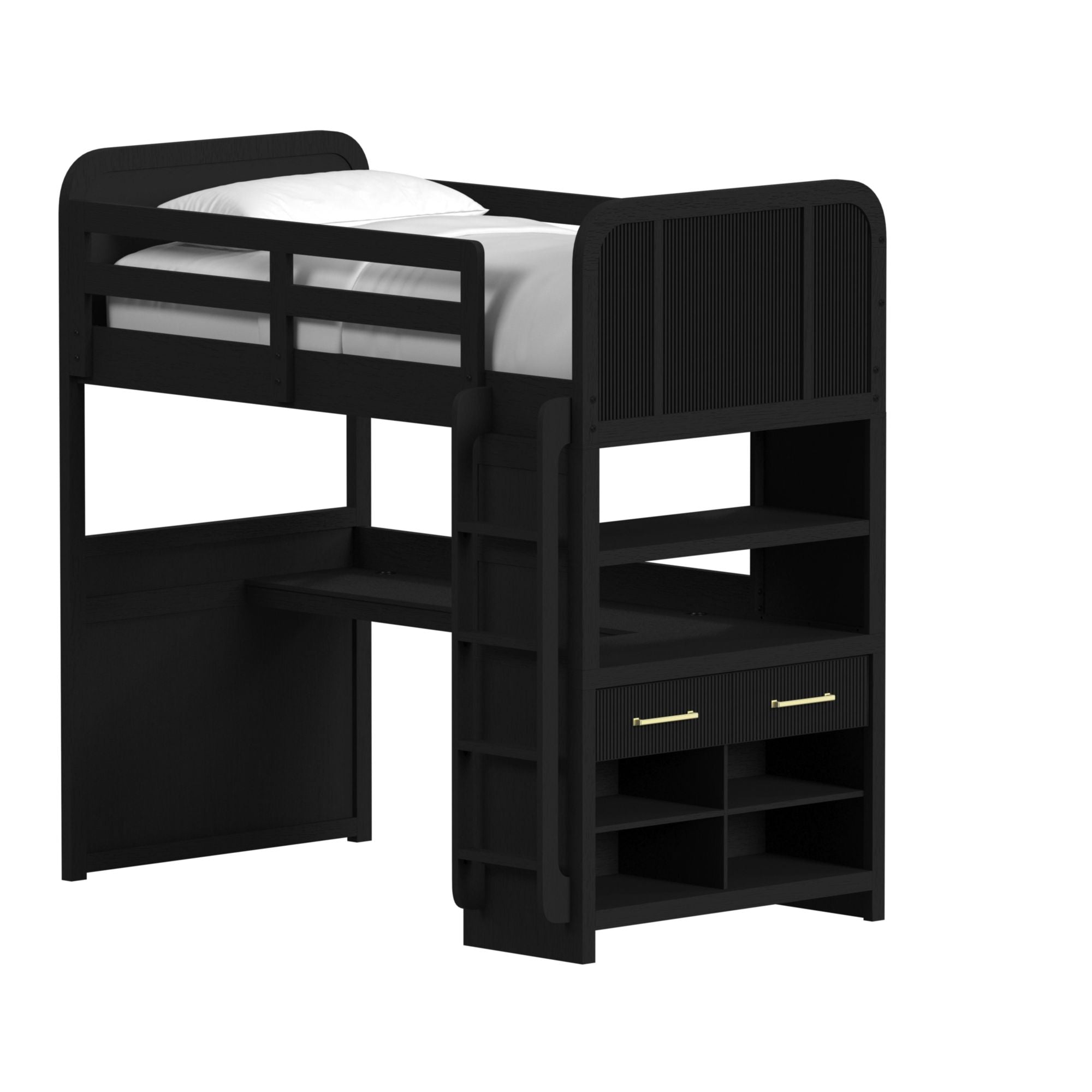 Ridgemont Loft Complete Bunk Bed in Black with Grain