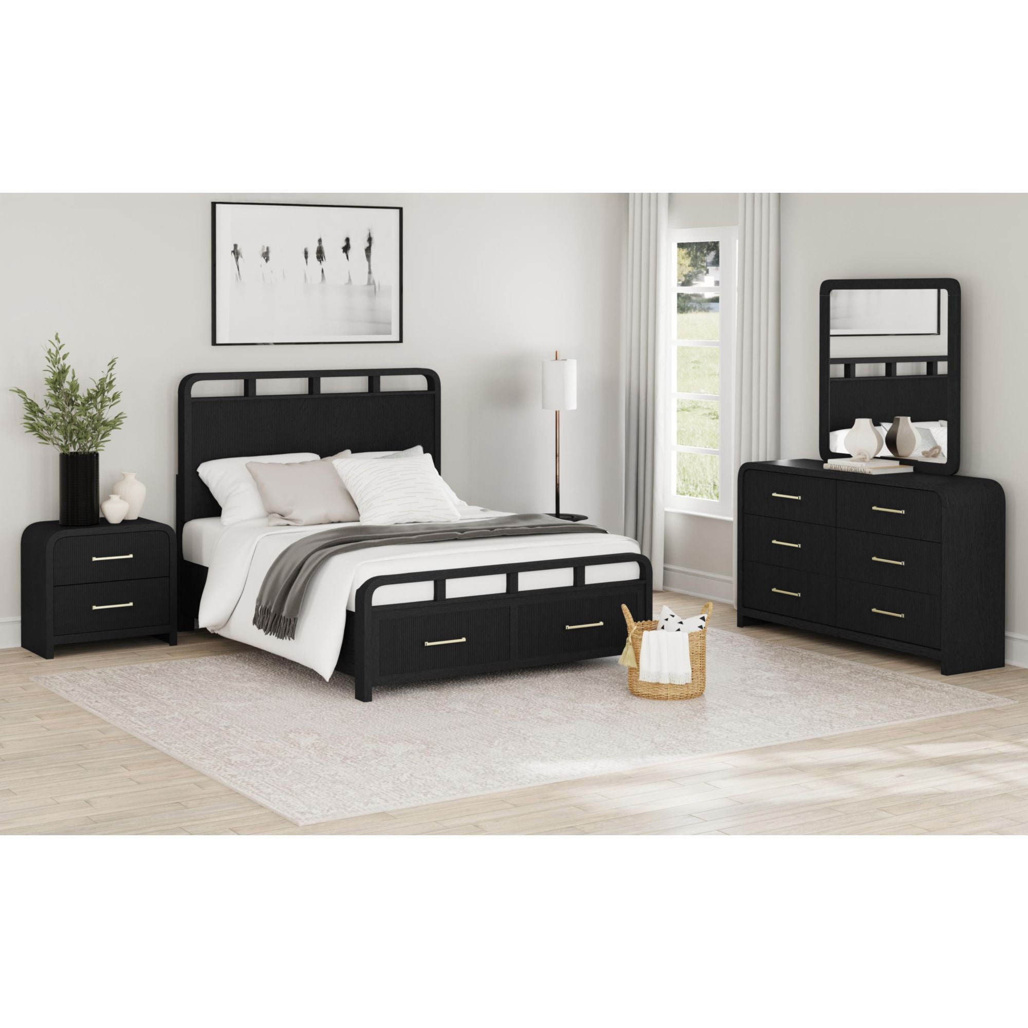 Ridgemont 6-Drawer Dresser in Black with Grain