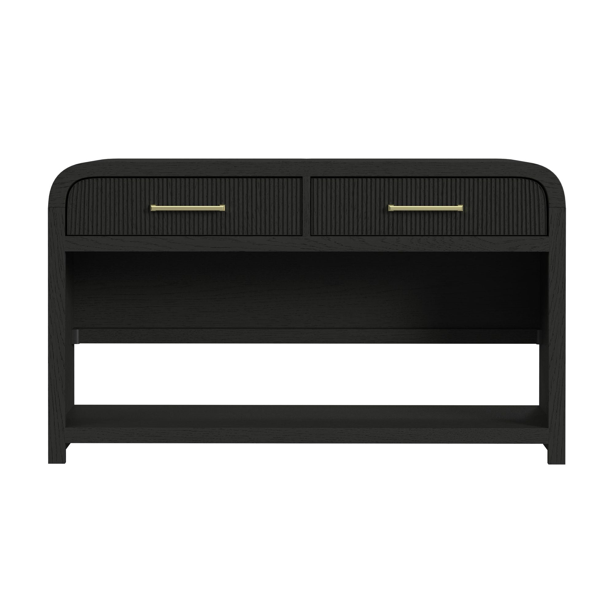 Ridgemont Sofa Table with Bottom Shelf in Black with Grain