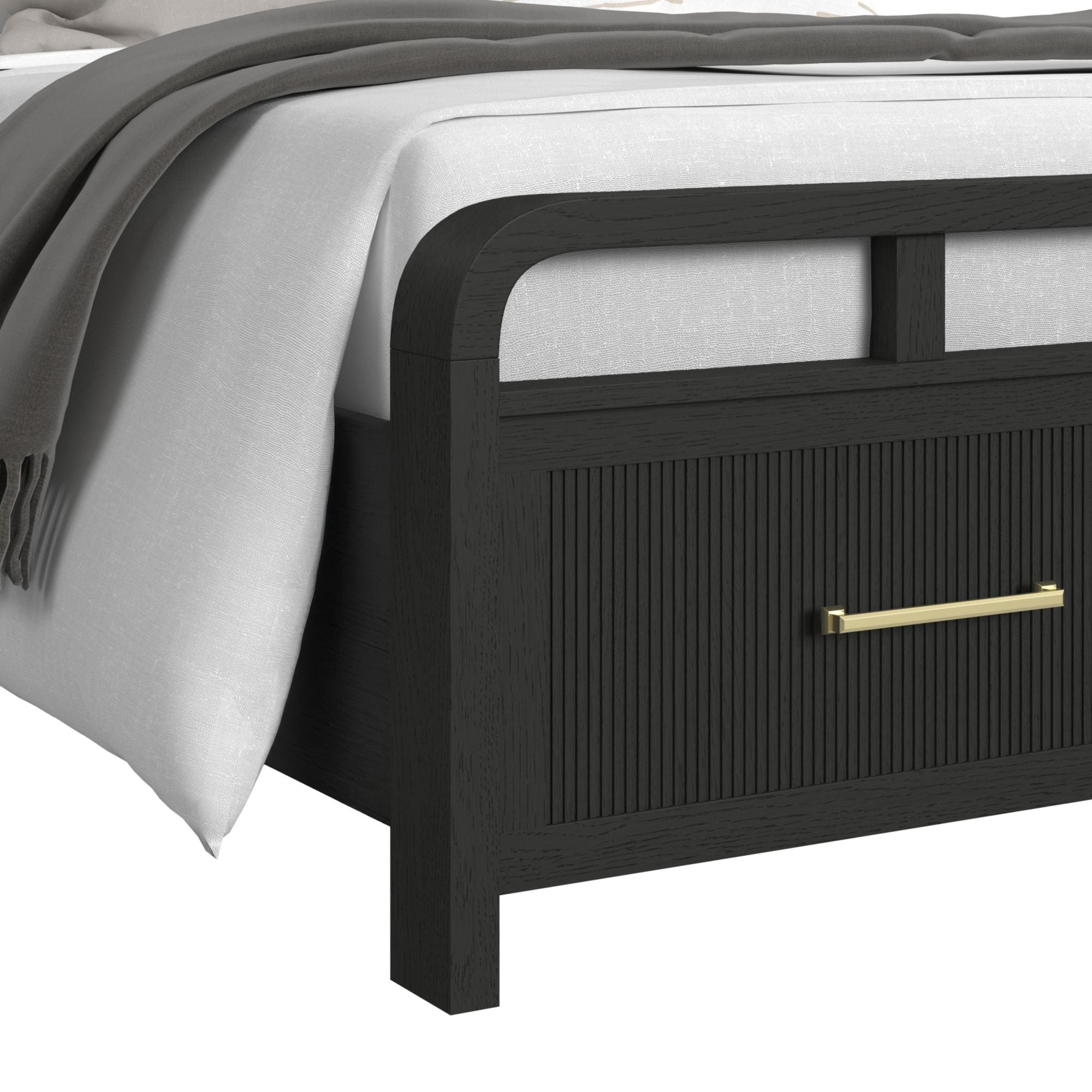 Ridgemont Queen Storage Bed in Black with Grain