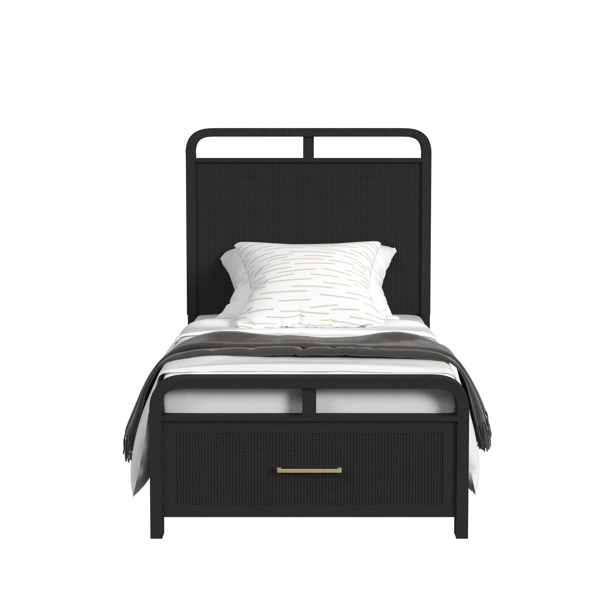 Ridgemont Twin Storage Bed in Black with Grain