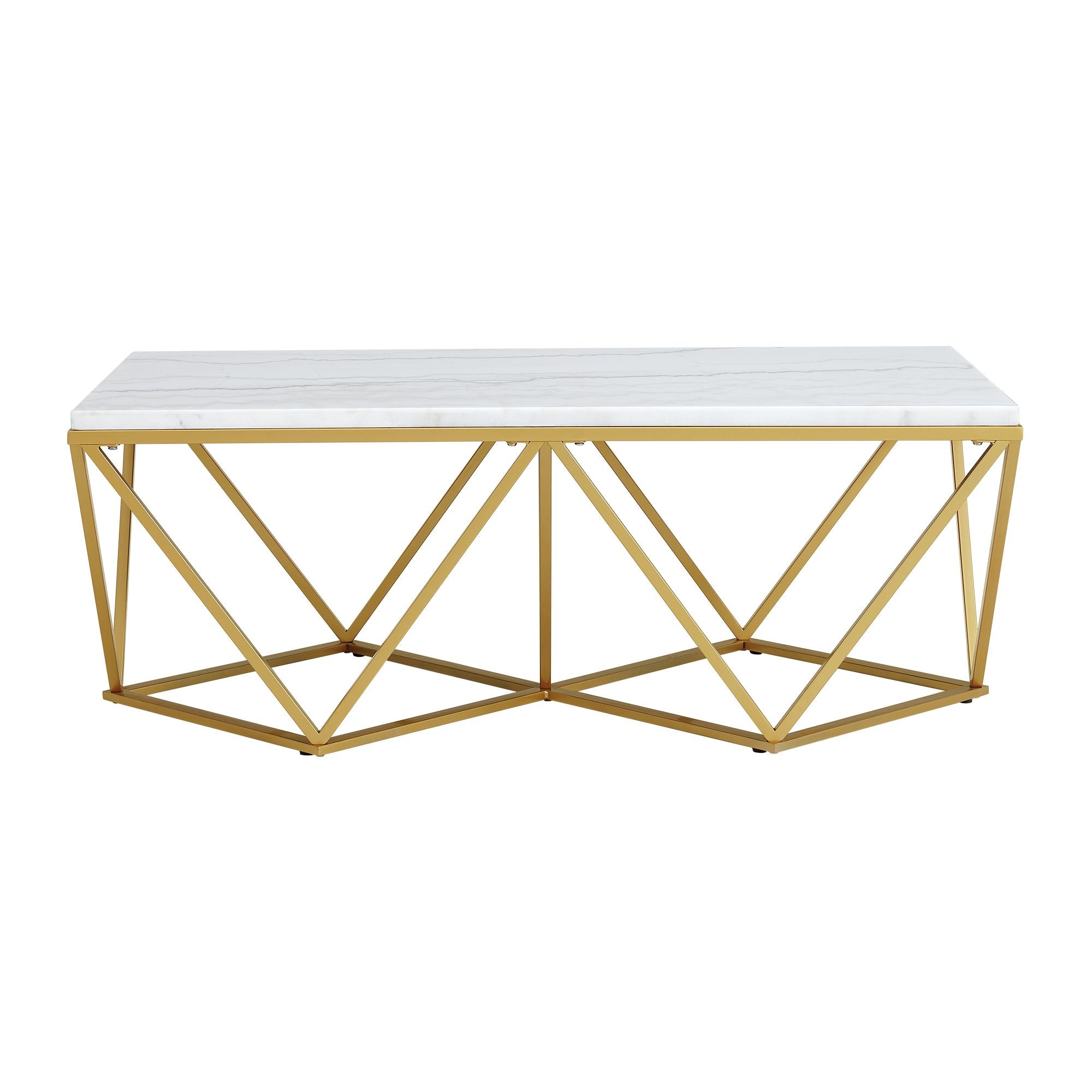 Riko Rectangular Coffee Table W/Gold Metal Leg