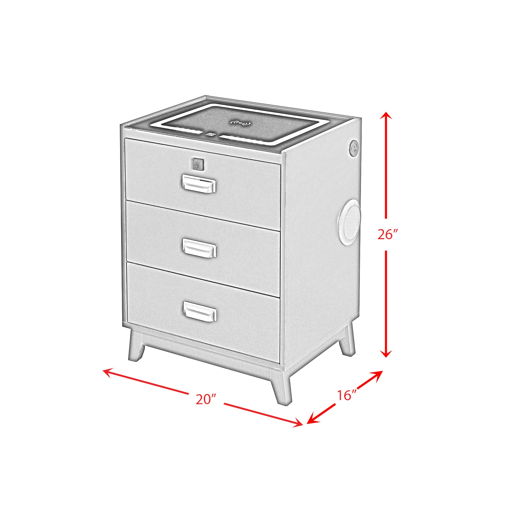 Rio Nightstand with Electronic Features in Blue