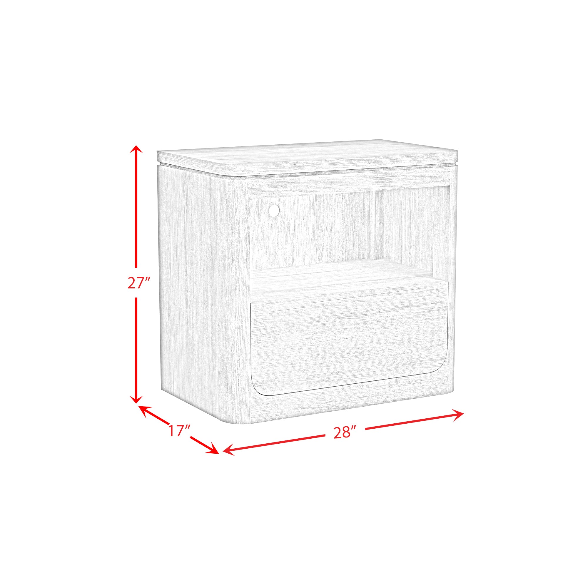 Rosalie Nightstand with USB & LED in Natural