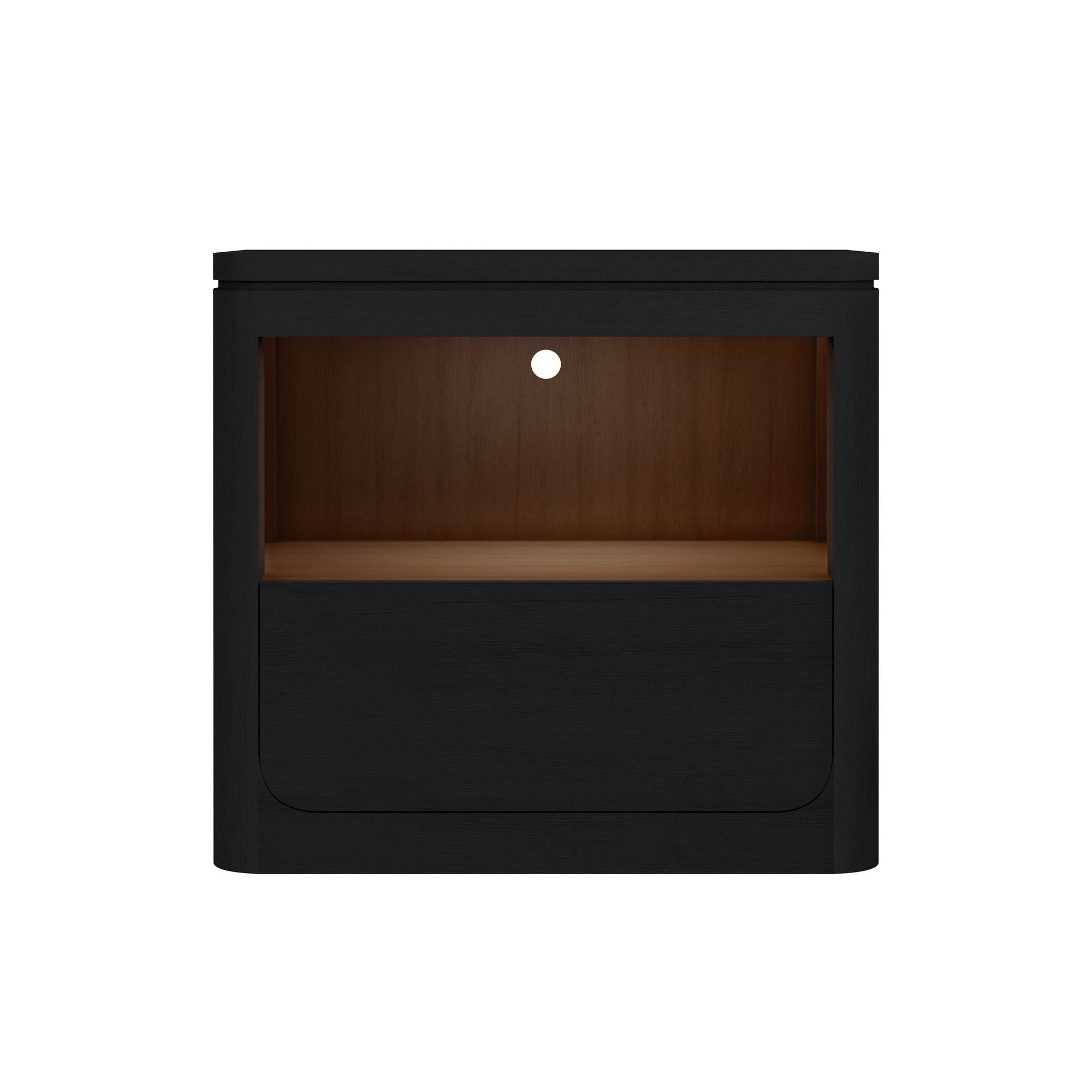 Rosalie Nightstand with USB and LED in Black