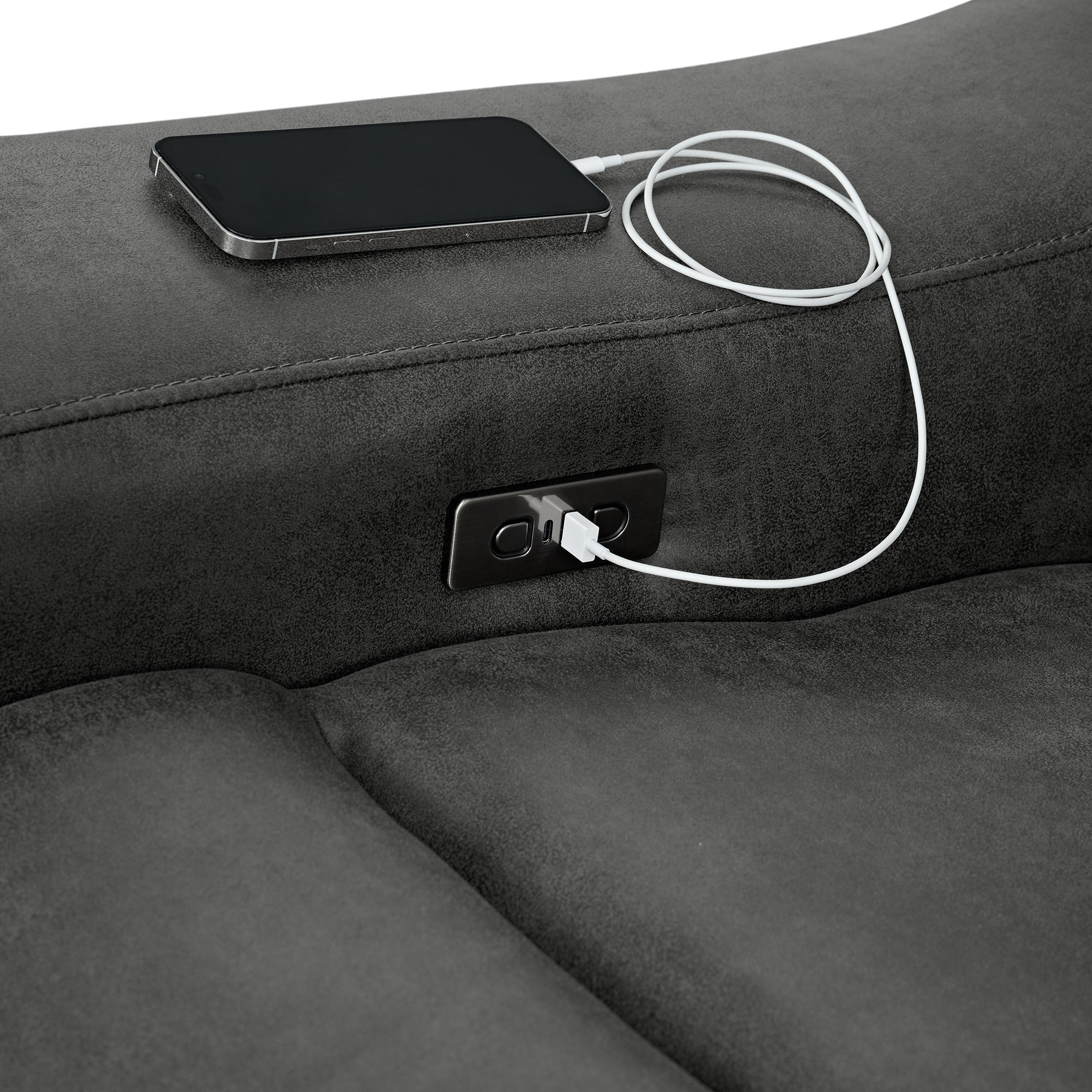 Saber Modular RHF Power Motion Recliner in Texas Granite