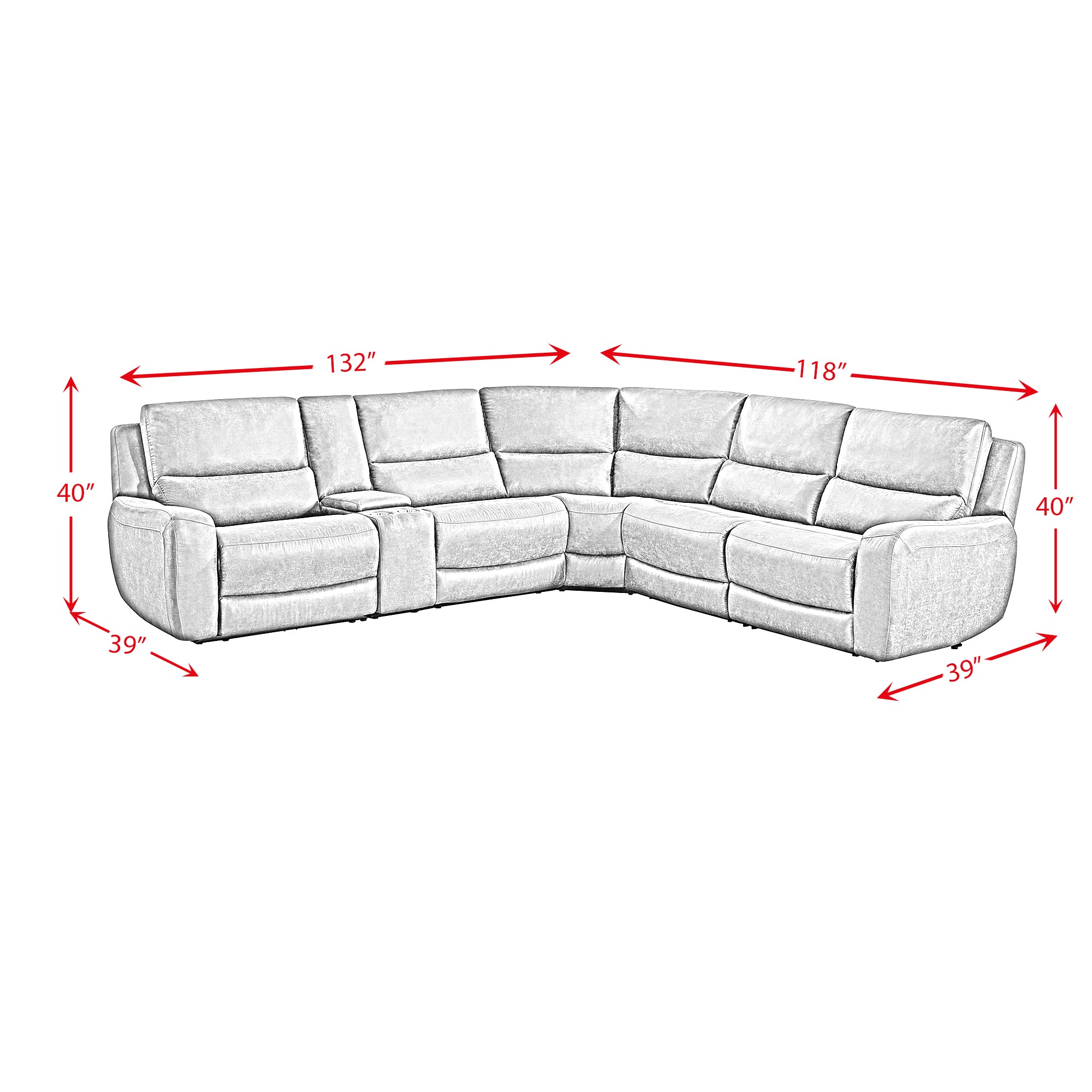 Saber Modular LHF Power Motion Recliner in Texas Granite