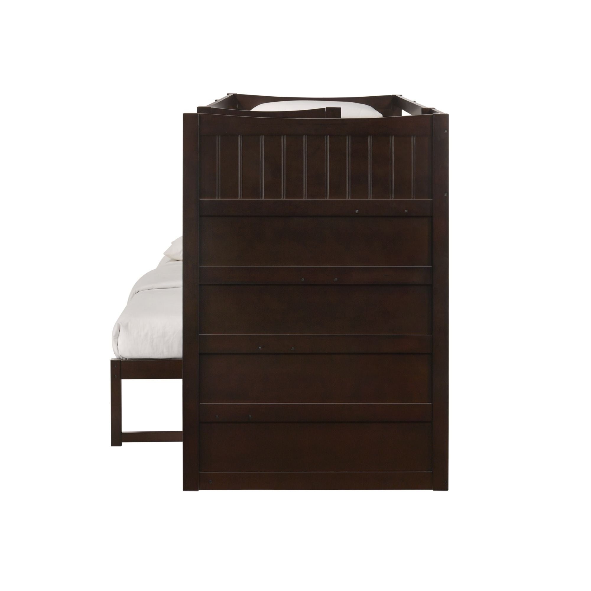 Sami Twin Over Full Step Bunk with Right HB in Espresso