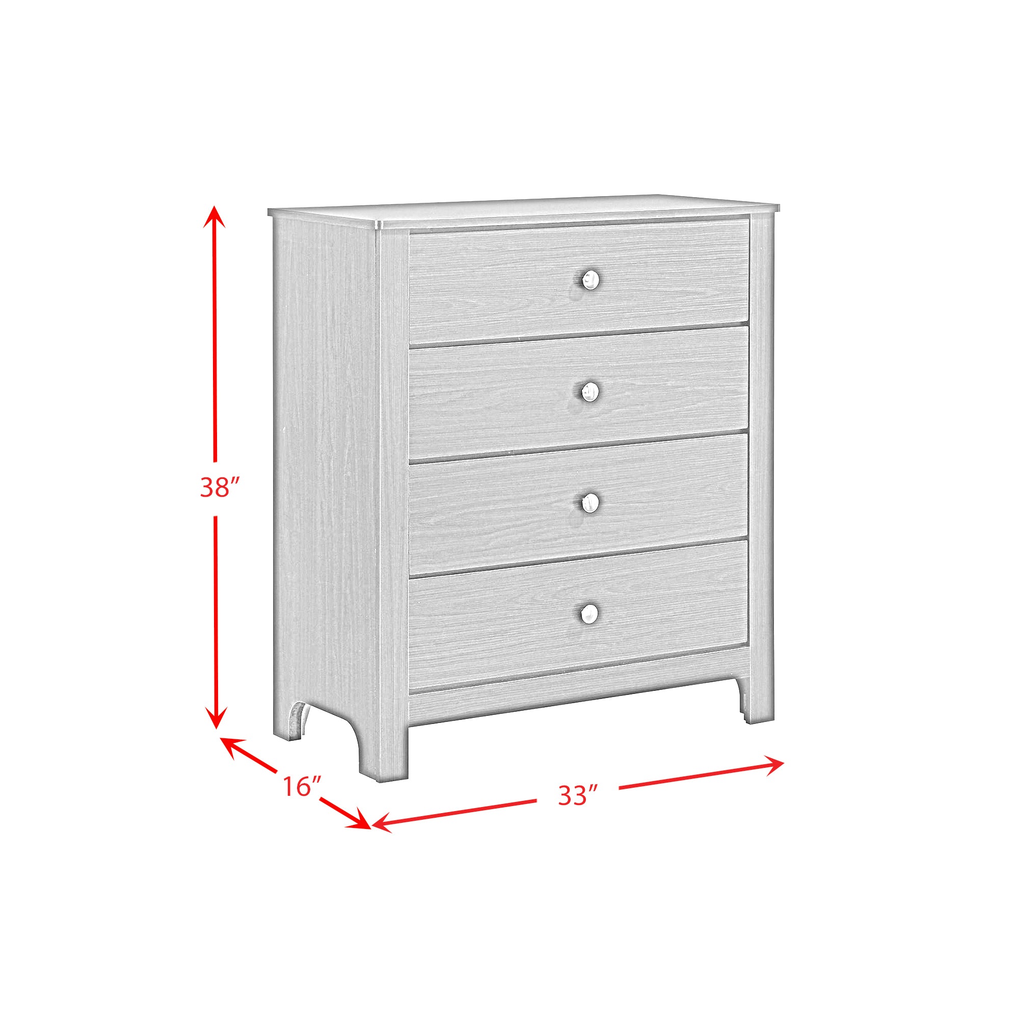 Sami Youth 4-Drawer Chest in Grey