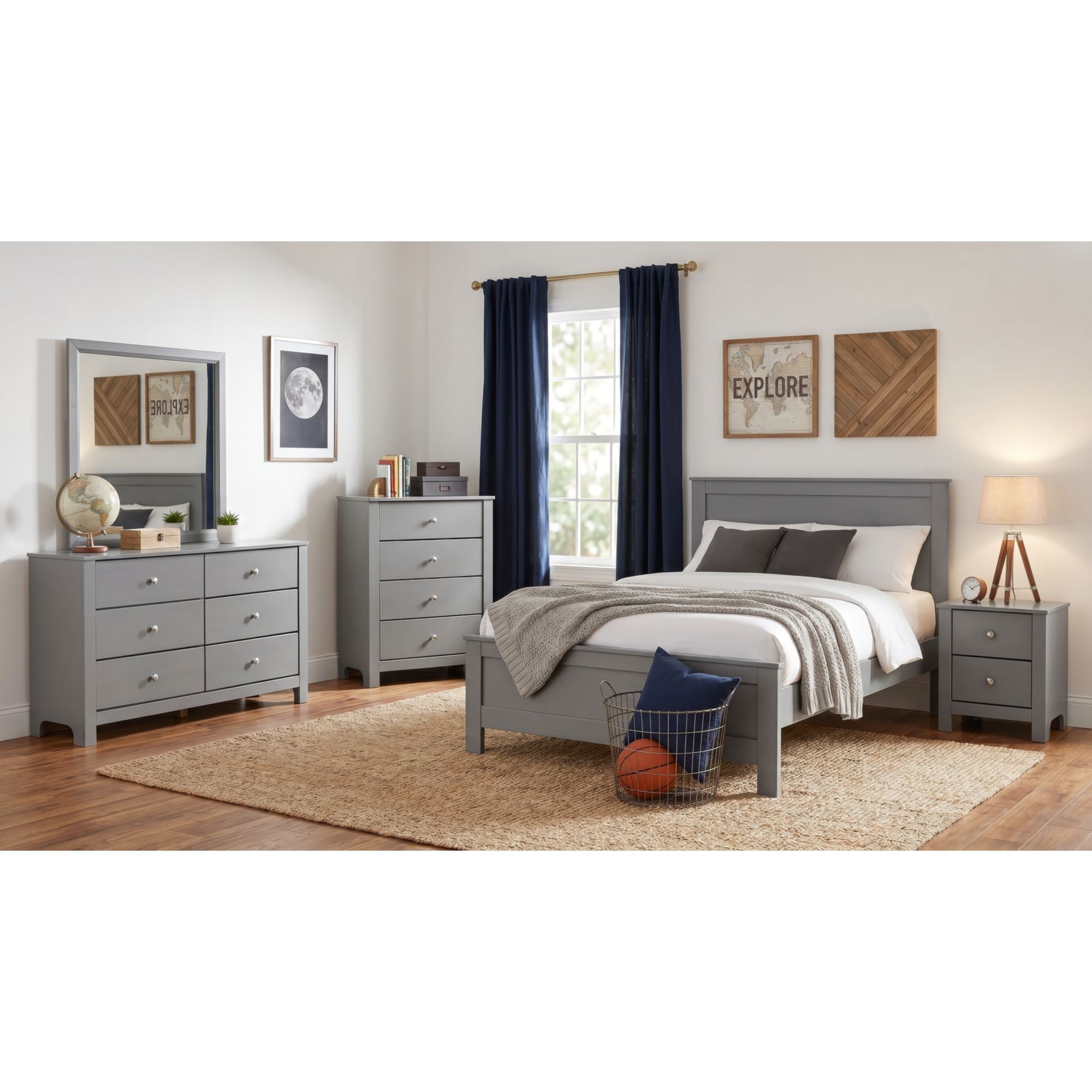 Sami Youth 6-Drawer Dresser in Grey