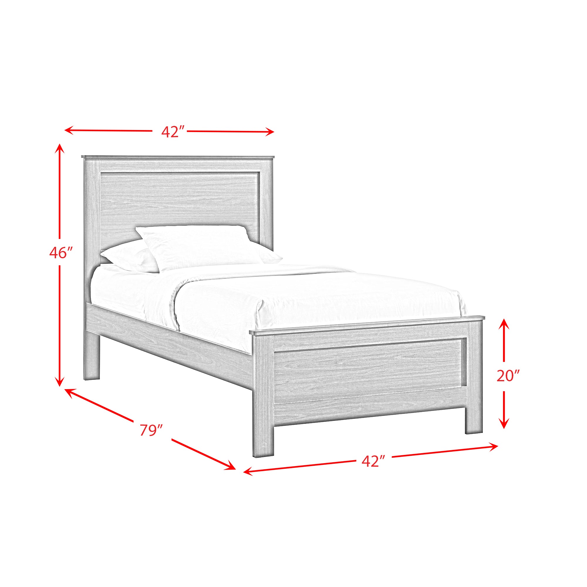 Sami Youth Twin Panel Bed in White