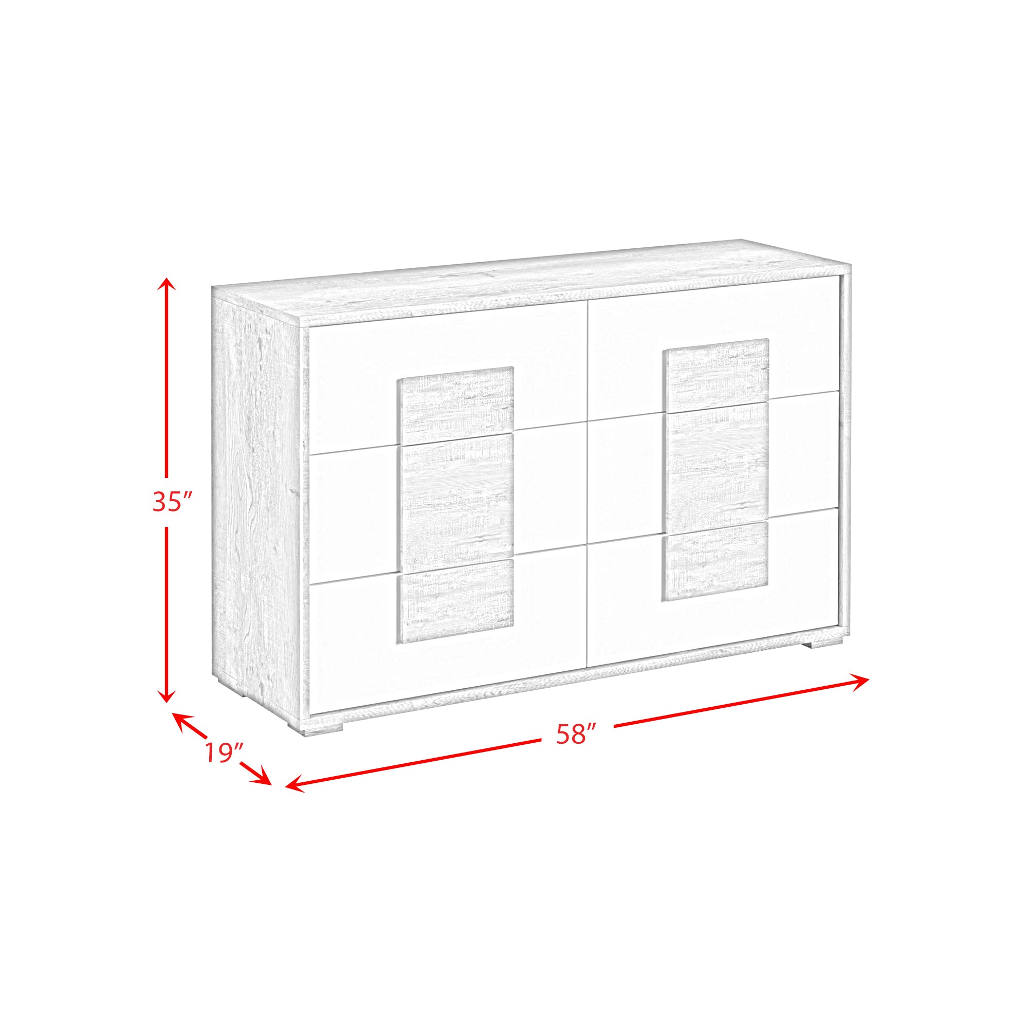 San Matteo 6-Drawer Dresser in Dual Tone