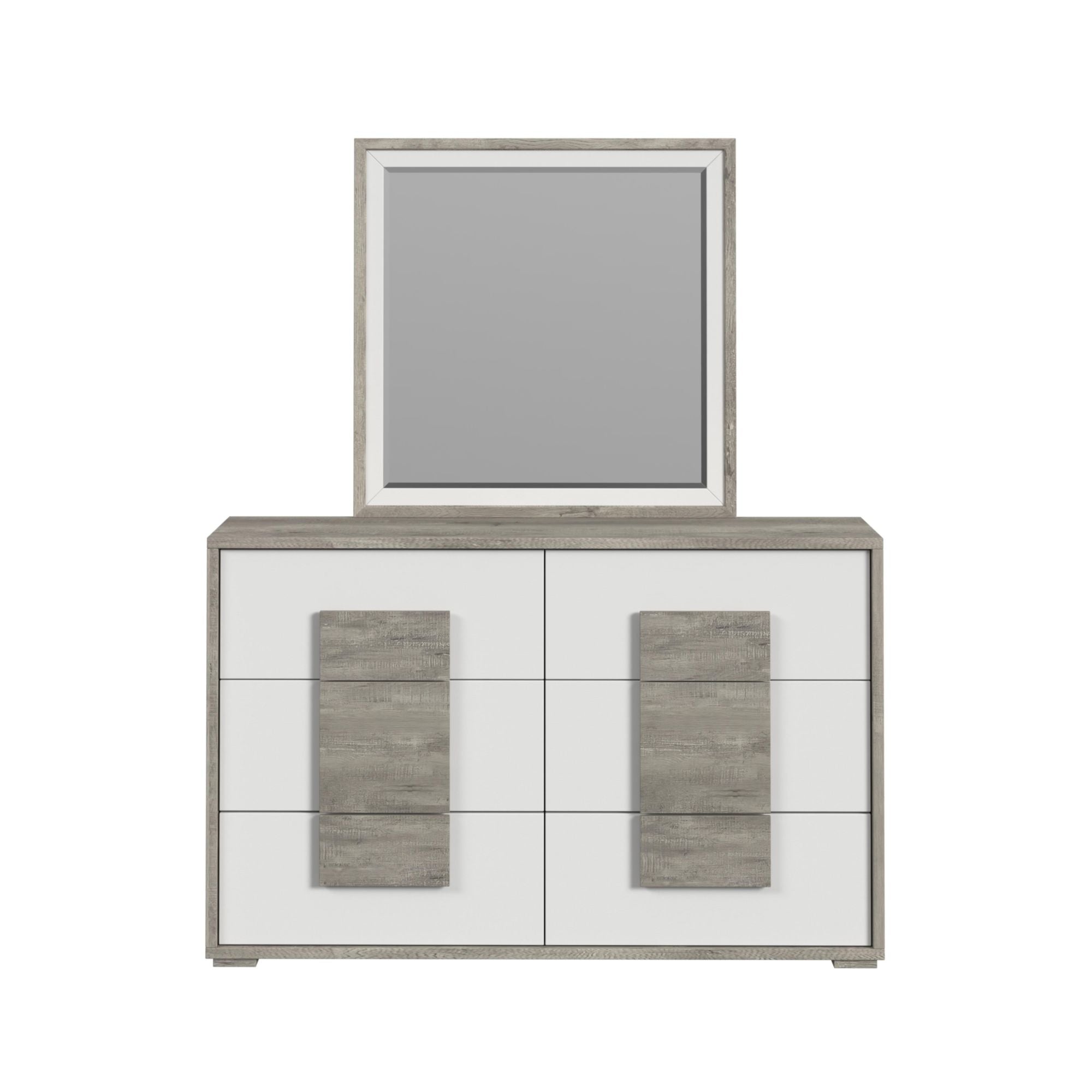 San Matteo Dresser and Mirror Set in Dual Tone