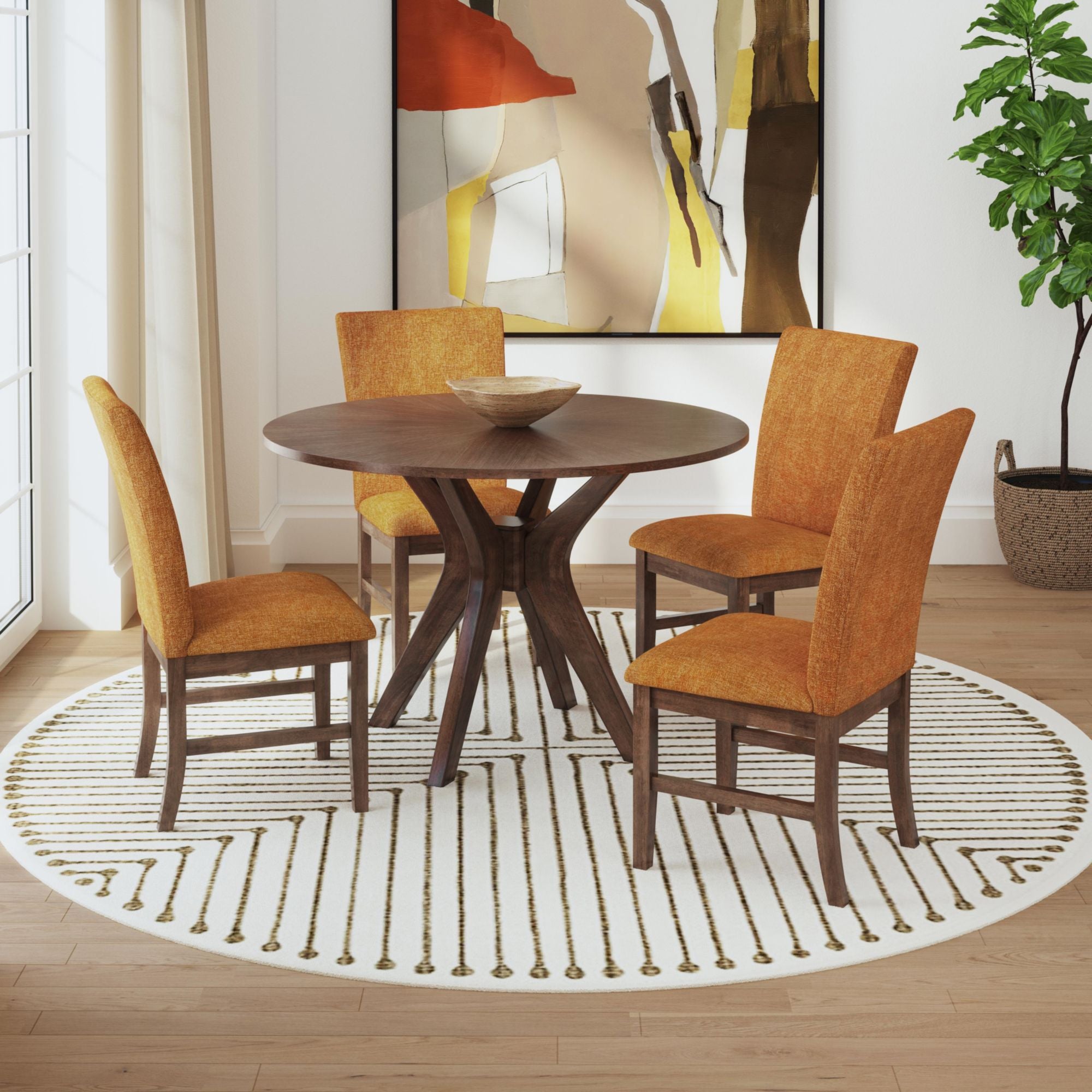 Santa Barbara Dining Side Chair with Orange Fabric in Walnut (2 Per Carton) – SKU D-16550-5-SCR | Elements