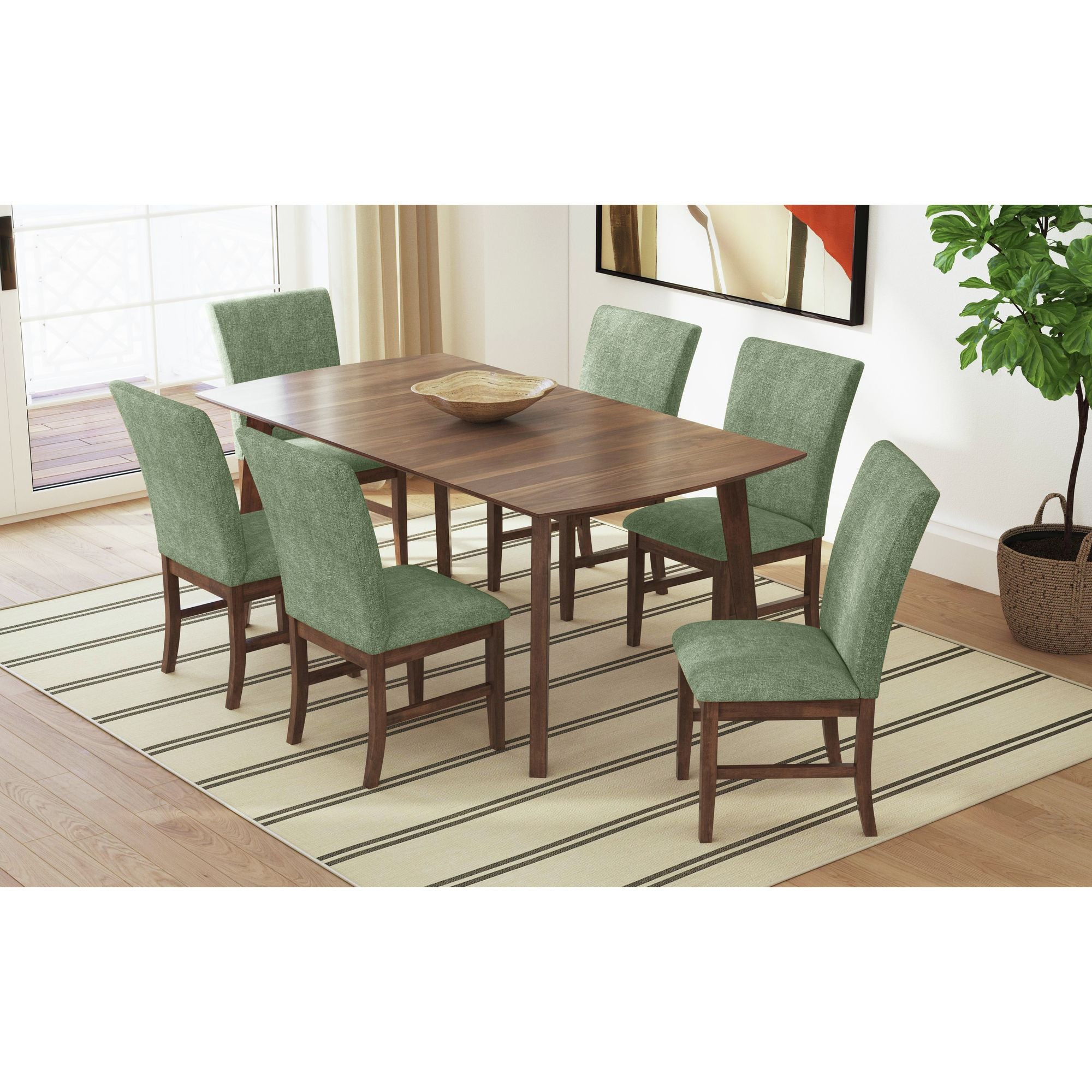 Santa Barbara Dining Side Chair with Avocado Fabric in Walnut (2 Per Carton)