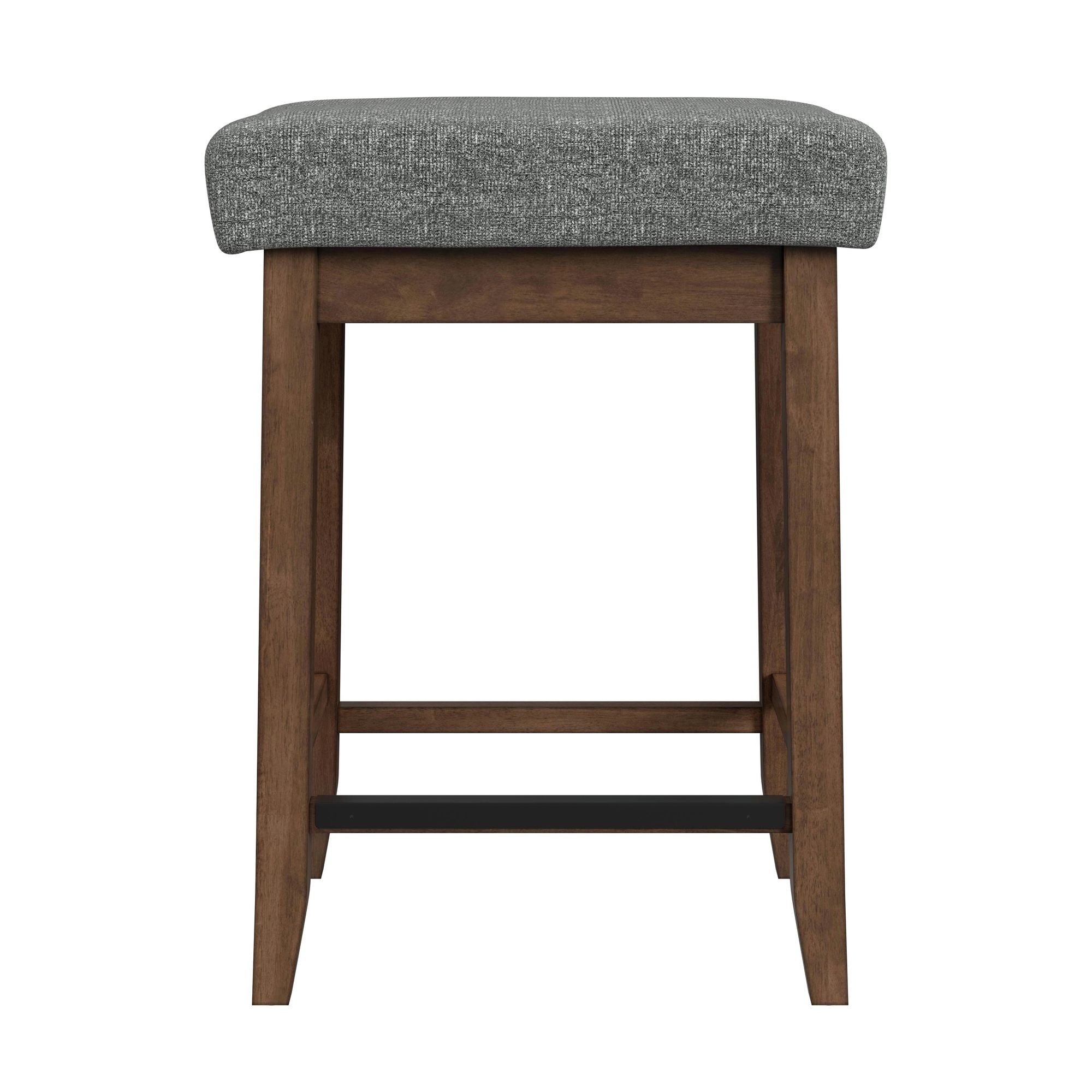 Santa Barbara Kitchen Island & 2 Counter Stools with Dark Grey Fabric in Walnut