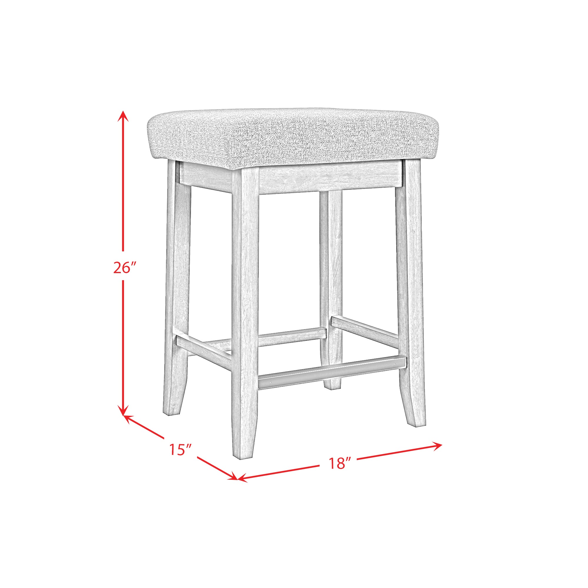 Santa Barbara Kitchen Island & 2 Counter Stools with Dark Grey Fabric in Walnut