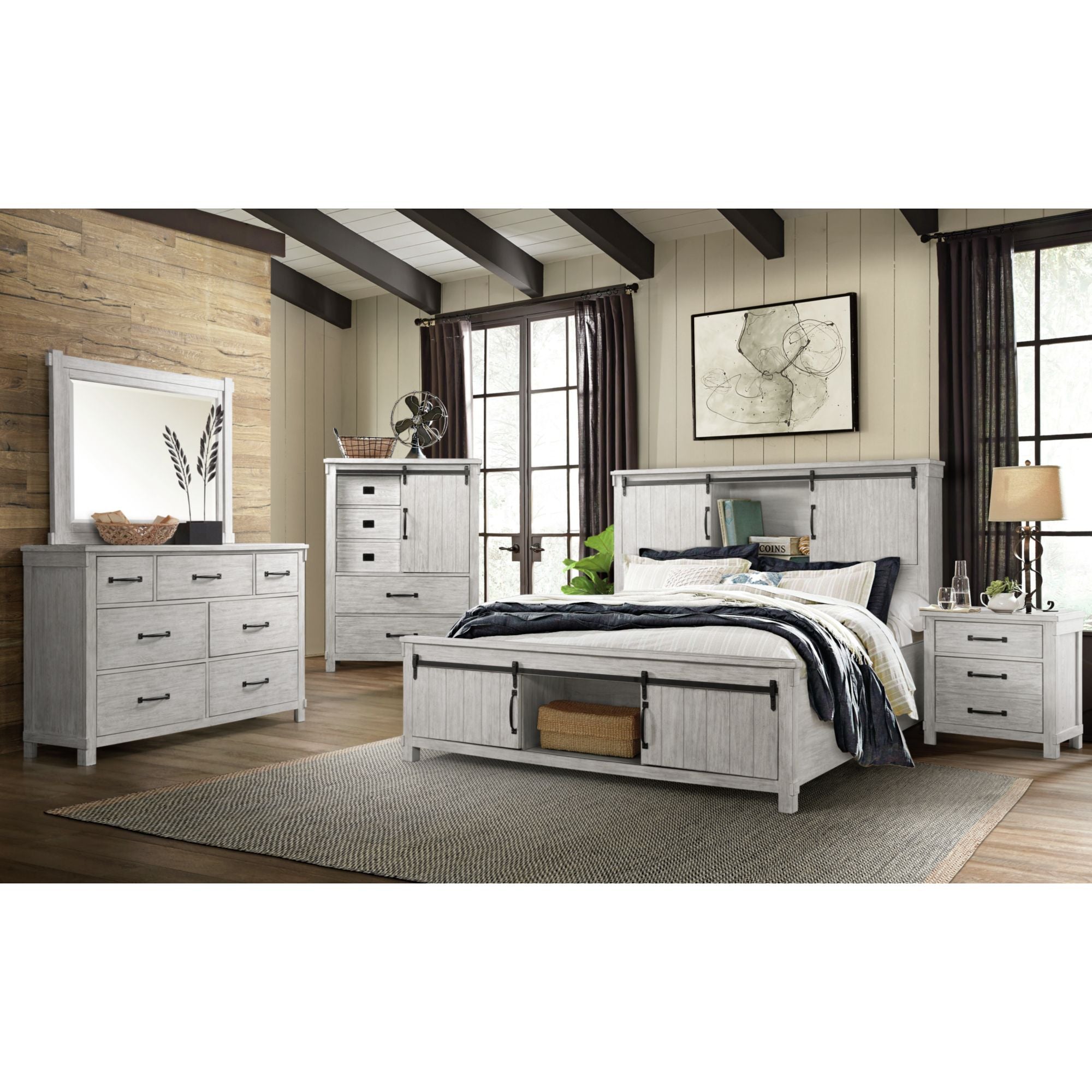 Scott King Storage Bed White Finish – SKU SC670KB | Elements