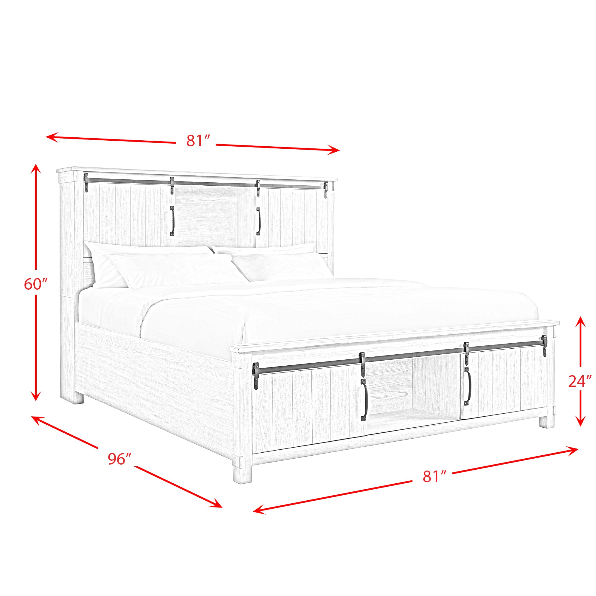 Scott King Storage Bed White Finish
