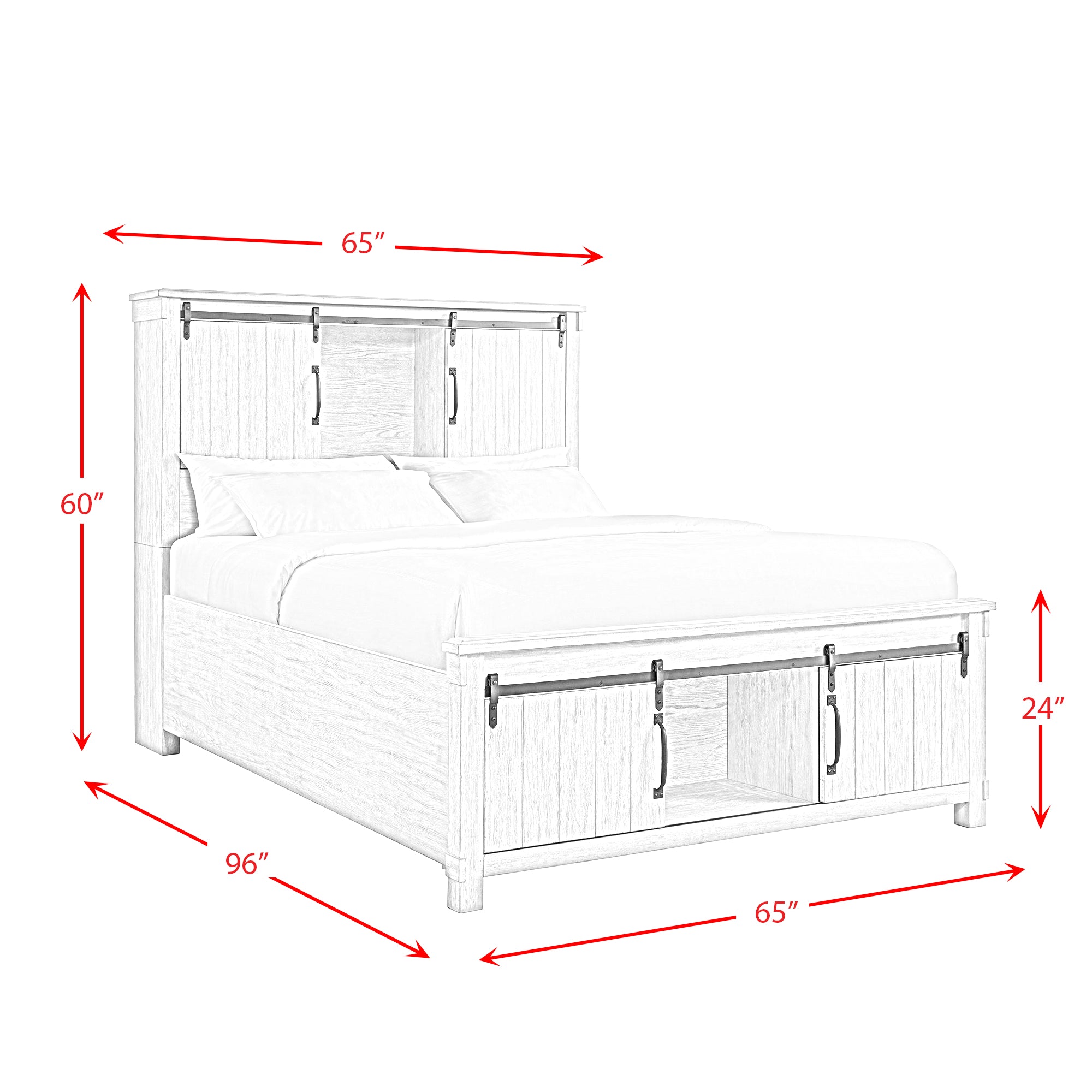 Scott Queen Storage Bed White Finish