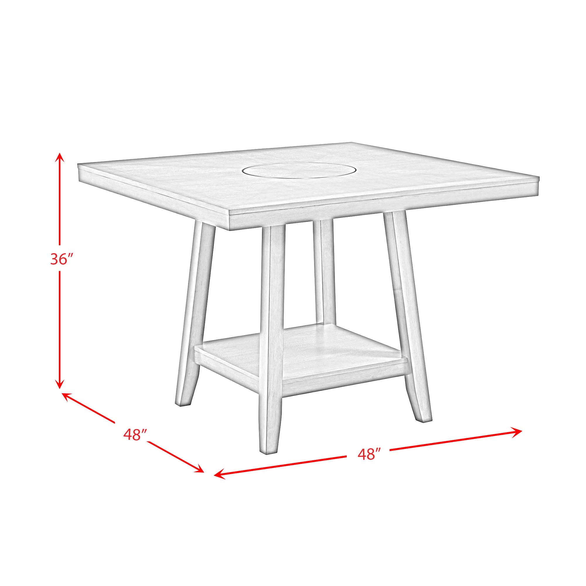 Seneca Square Counter Table with Lazy Susan in Grey